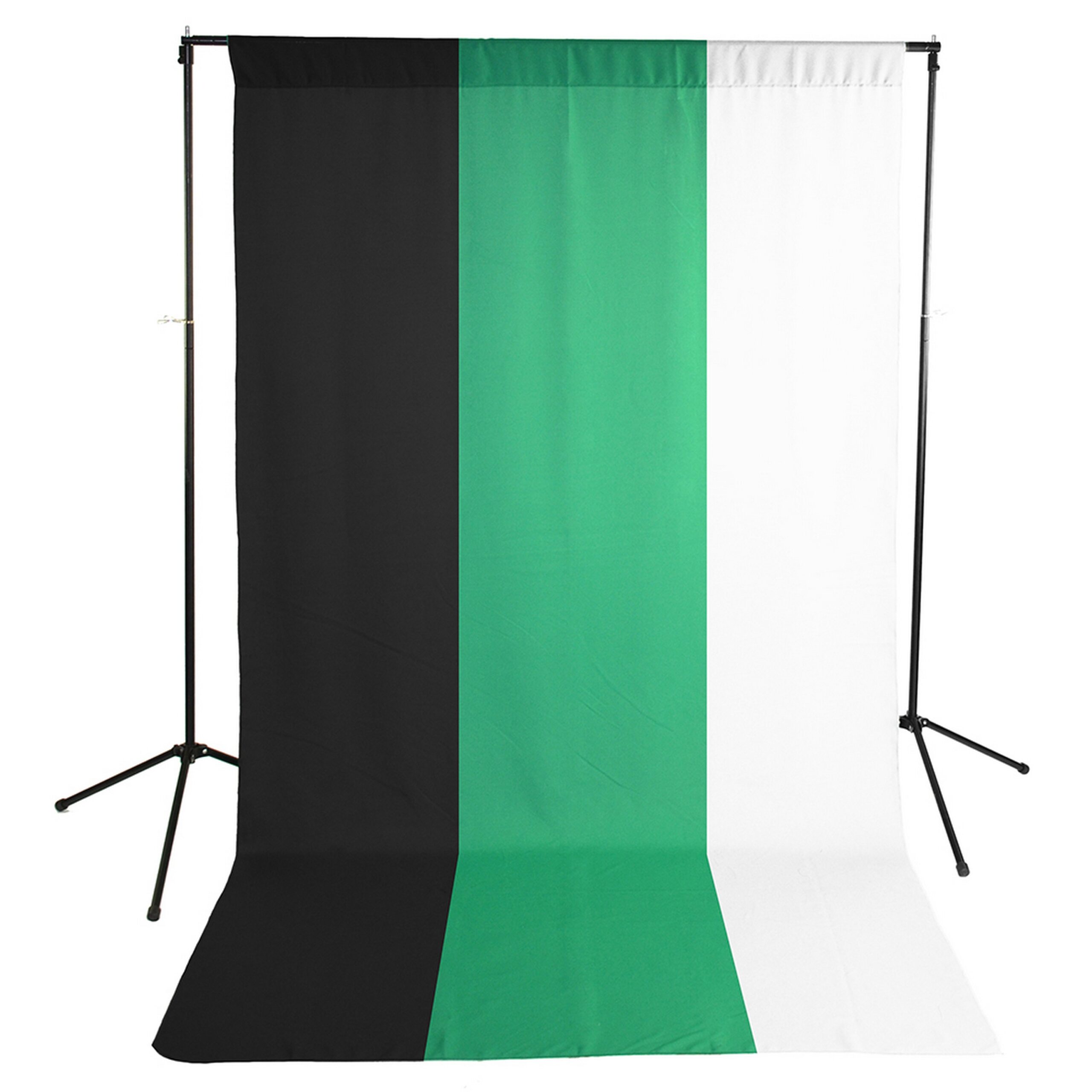 Economy 5 x 9-Foot Wrinkle-Resistant Polyester Background Stand Kit in Black, White & Green