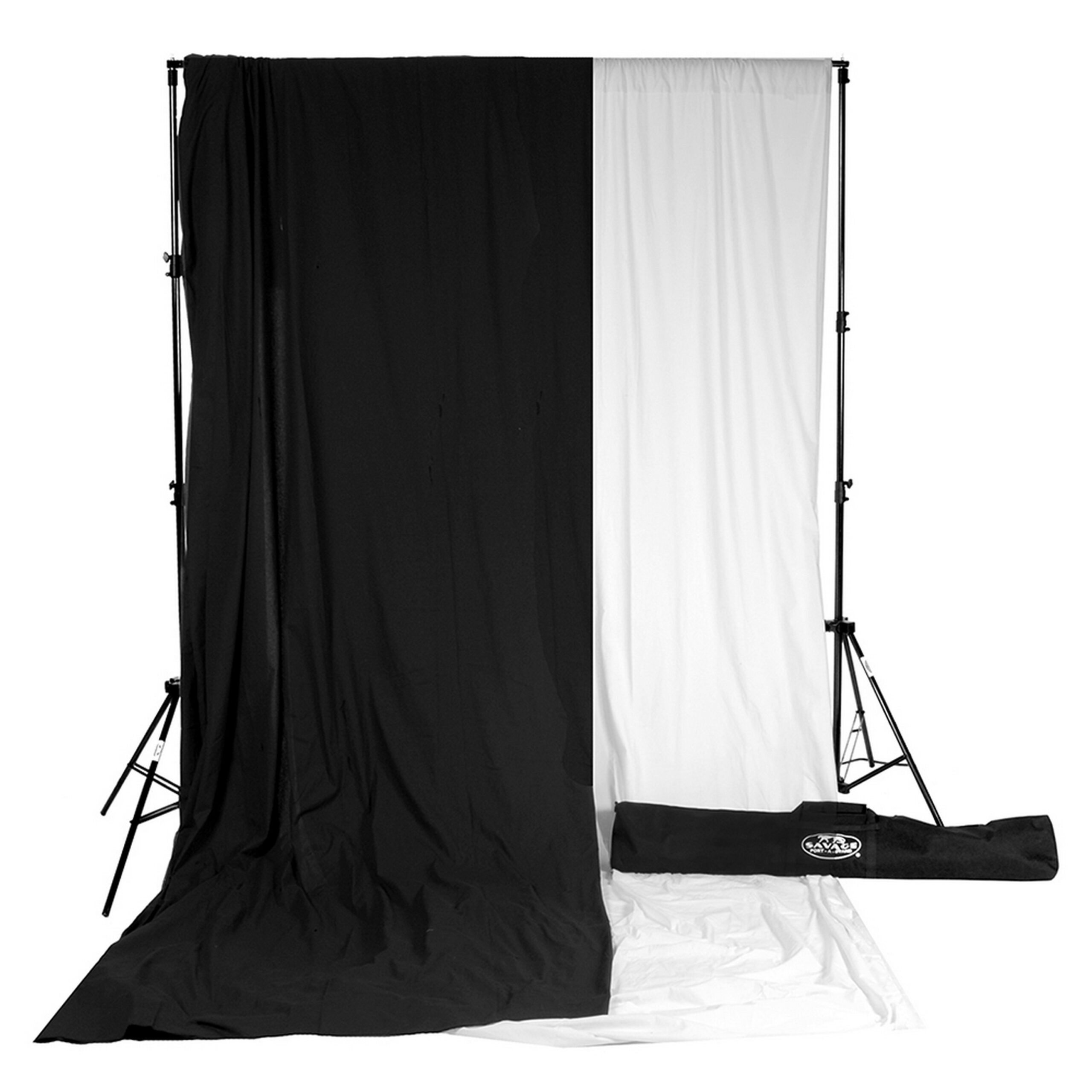 10 x 12-Feet High-Quality Solid Muslin Background Kit with Portable Stand, White/Black