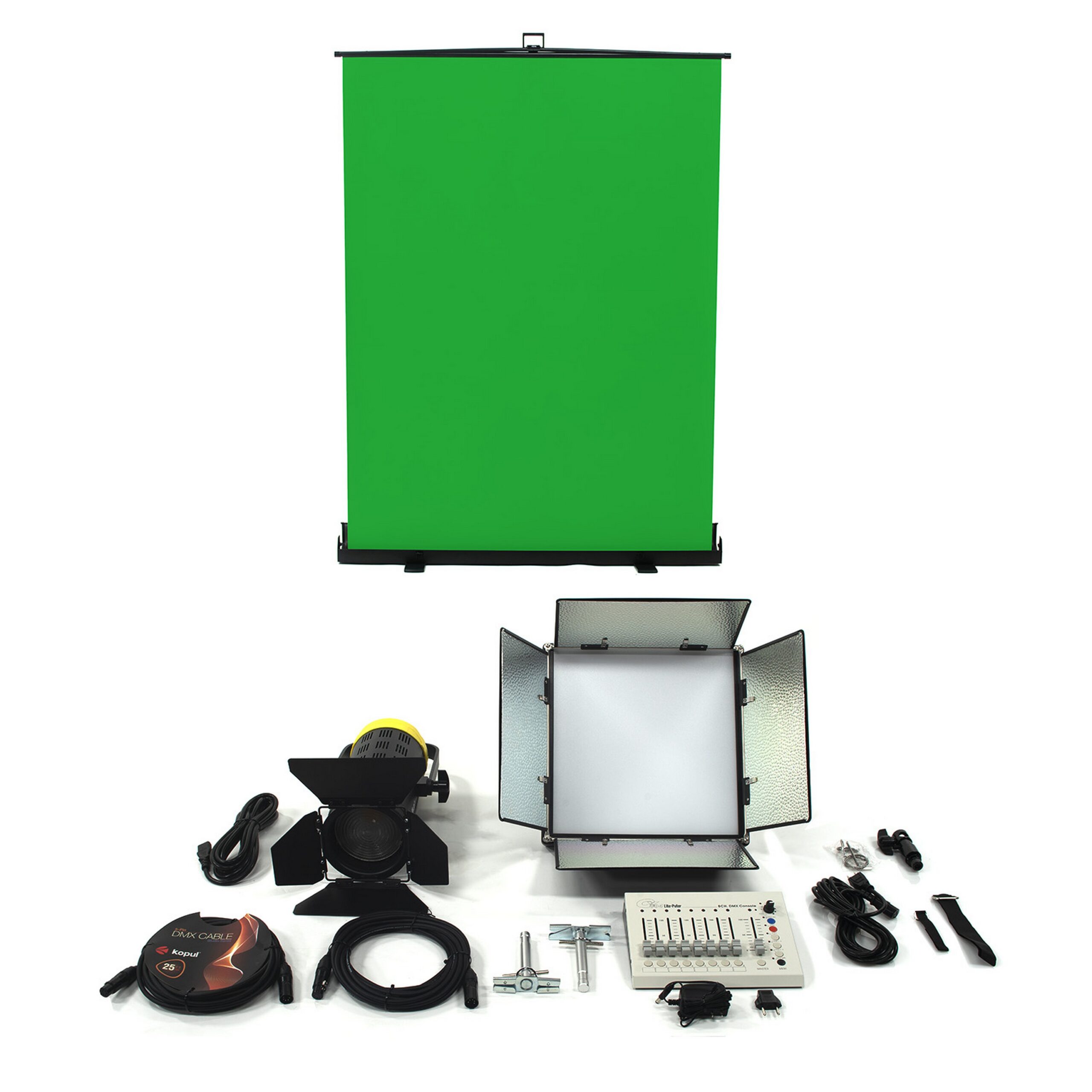 Ikan CHROMA-1F1S Professional Drop Ceiling Mounted Studio Chroma Key Lighting Kit for Small Office Studios