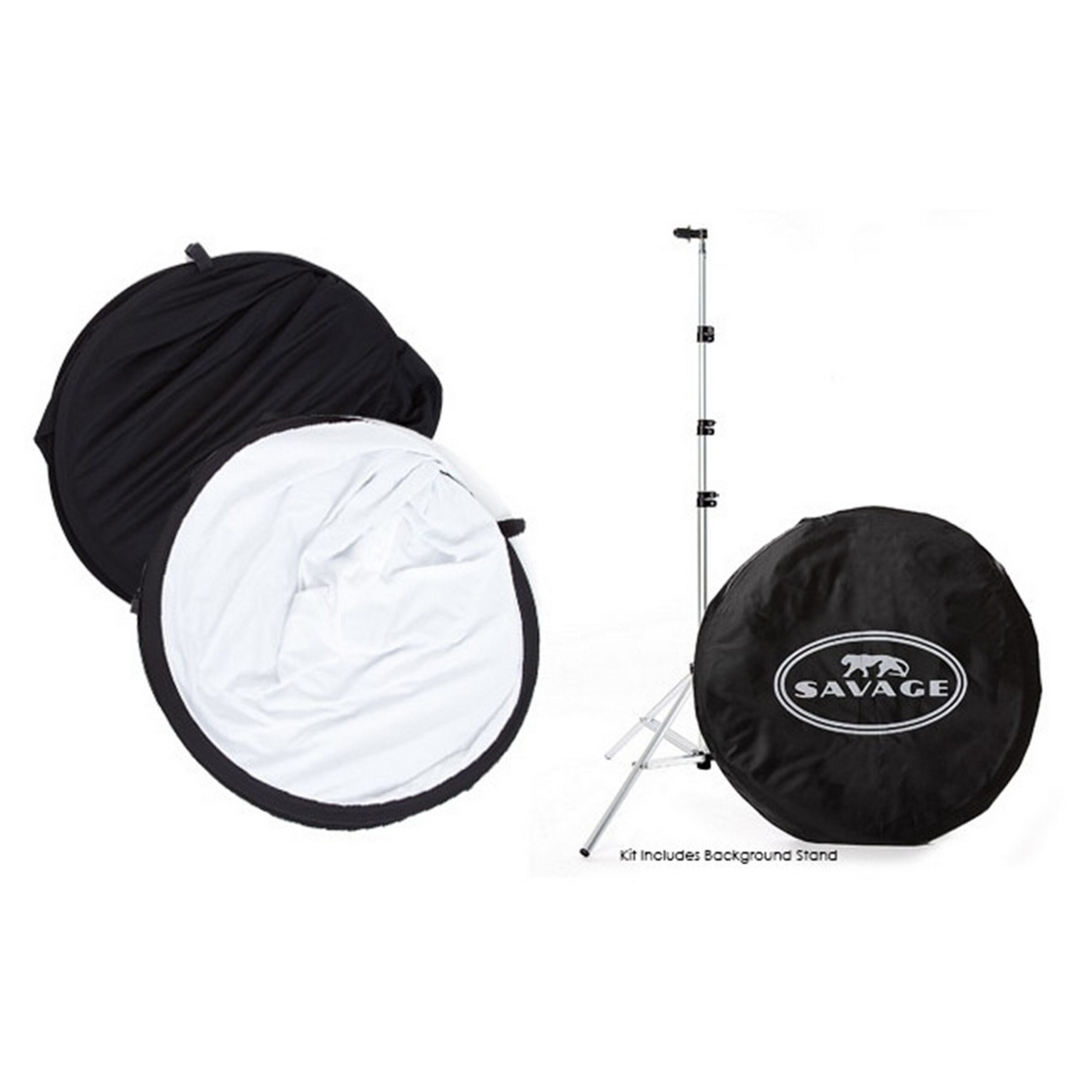 Savage Collapsible Photography Background Kit - 5 x 6 Feet, Reversible Black and White Color