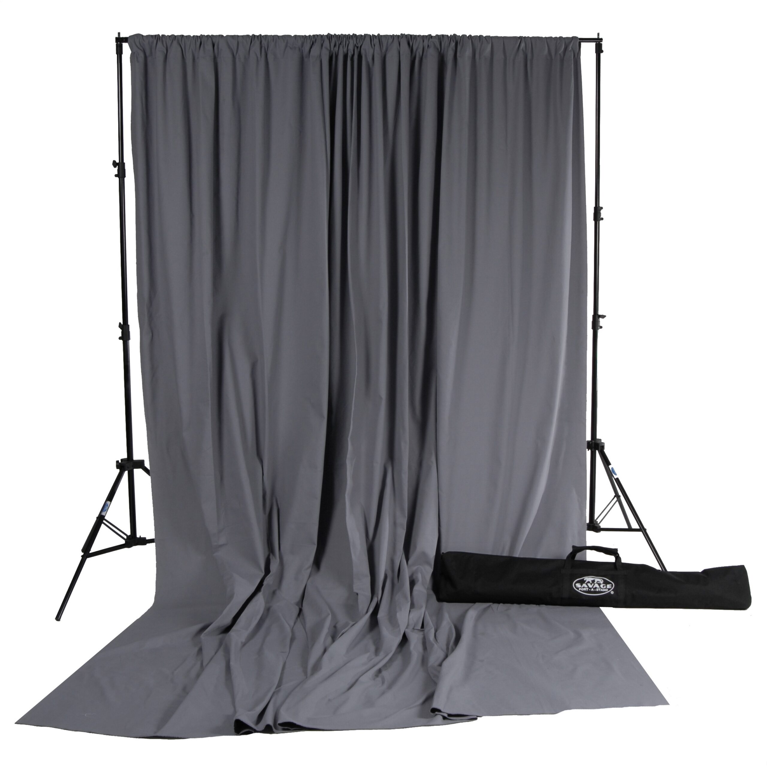Gray 10 x 24-Feet High - Quality Solid Muslin Background Kit with Portable Stand