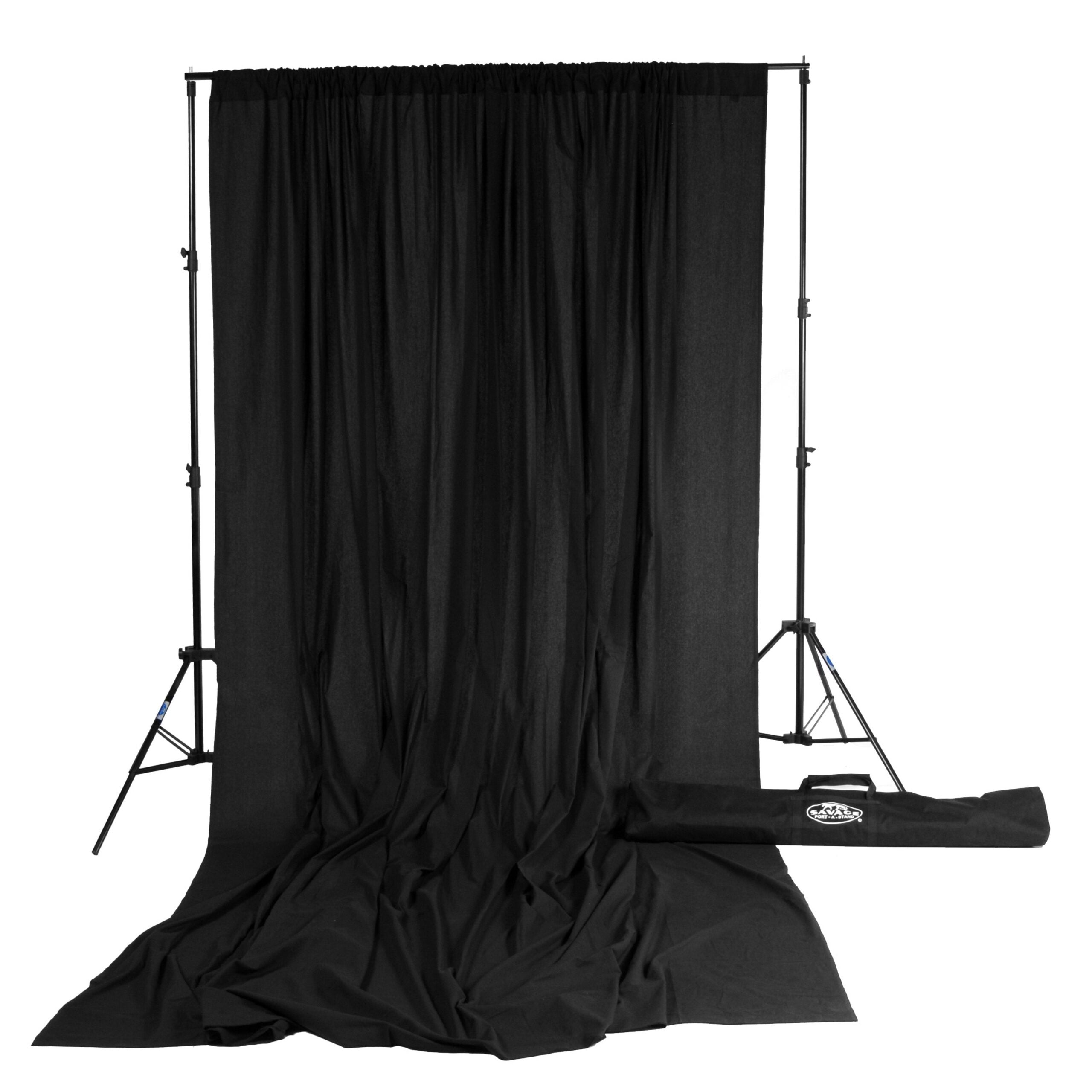 Savage 10x12-Feet Black Solid Muslin Background Kit with Portable Stand