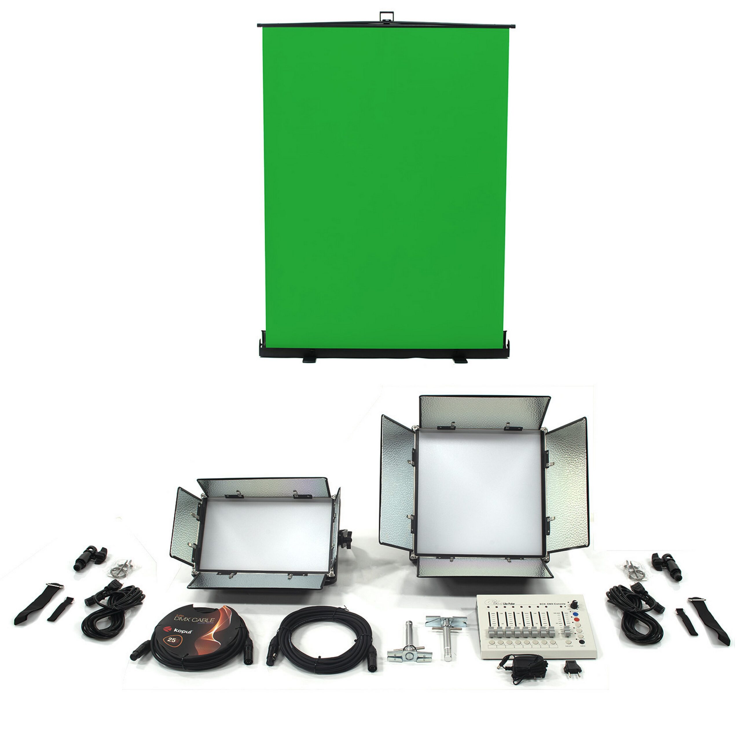 Ikan CHROMA-1F1H Drop Ceiling Mounted Professional Studio Chromakey Lighting Kit for Small Office Setup