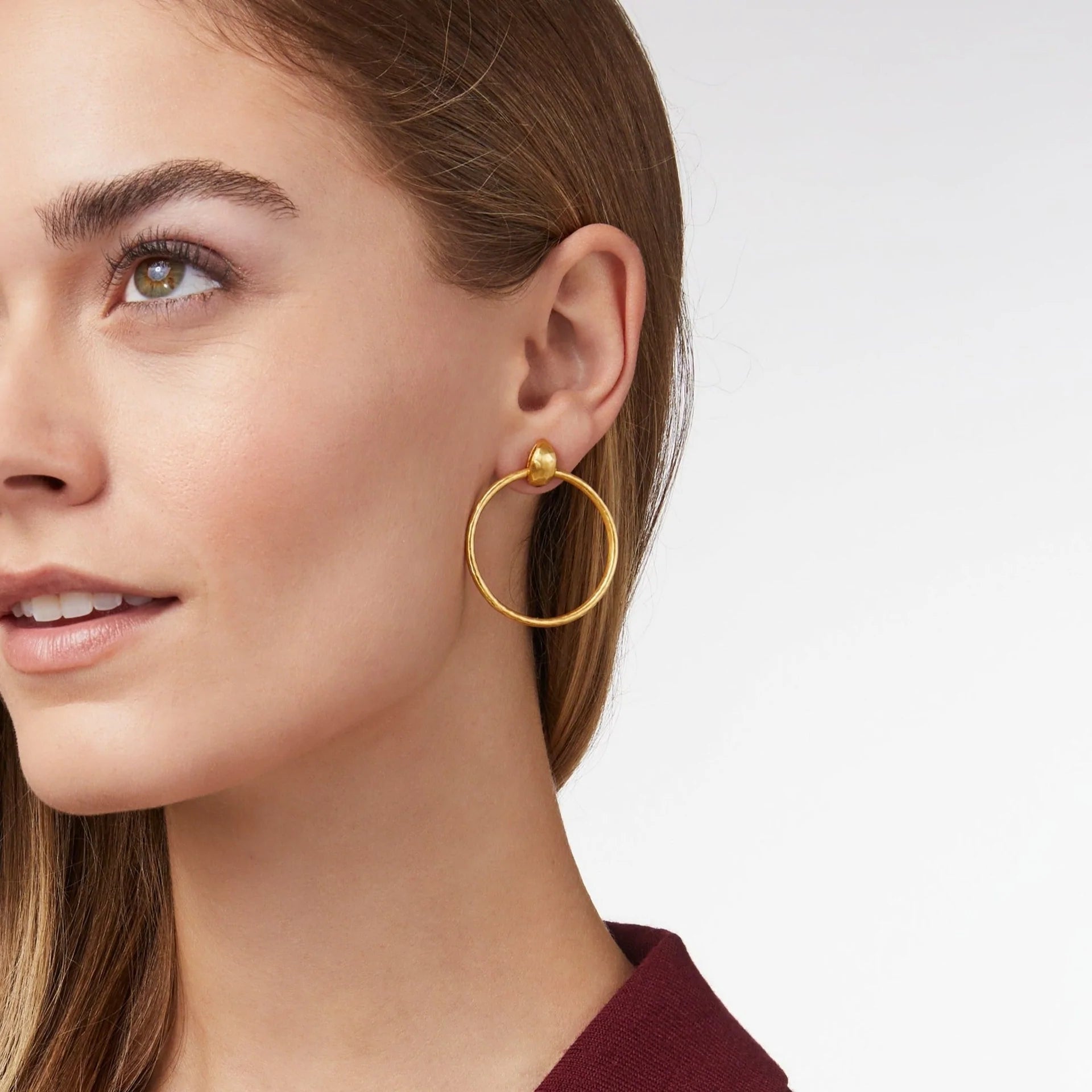 Julie Vos Gold Delicate Palermo-Style Doorknocker Earrings for Women's Everyday Wear