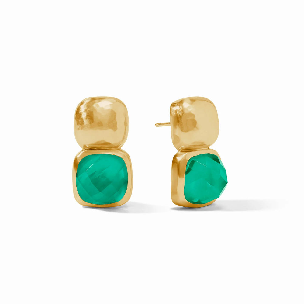 Julie Vos Catalina Stacked Square and Gemstone Earrings with 24k Gold Plate