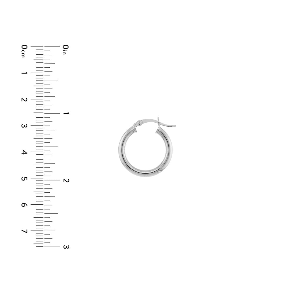 Sparkling 14k White Gold 3mm x 20mm Hoop Earrings for Timeless Elegance