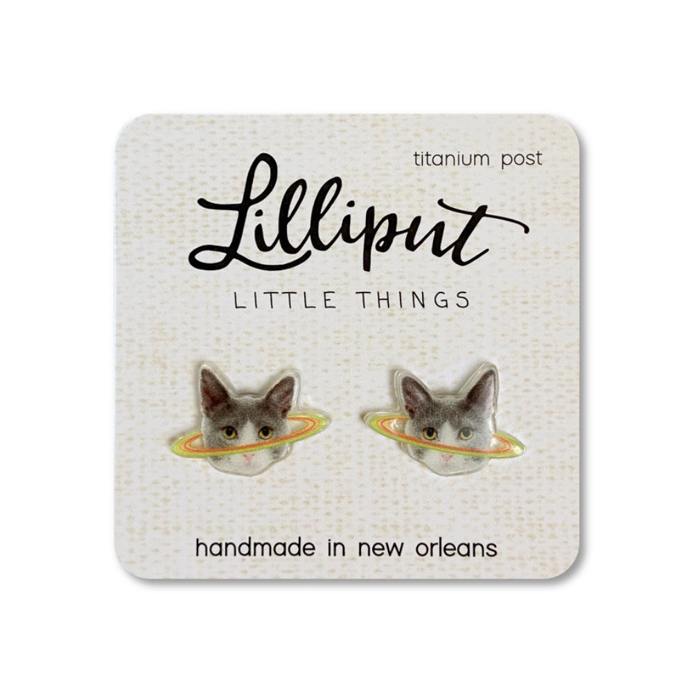 Lilliput Little Things Novelty Caturn Earrings for All-Day Wear