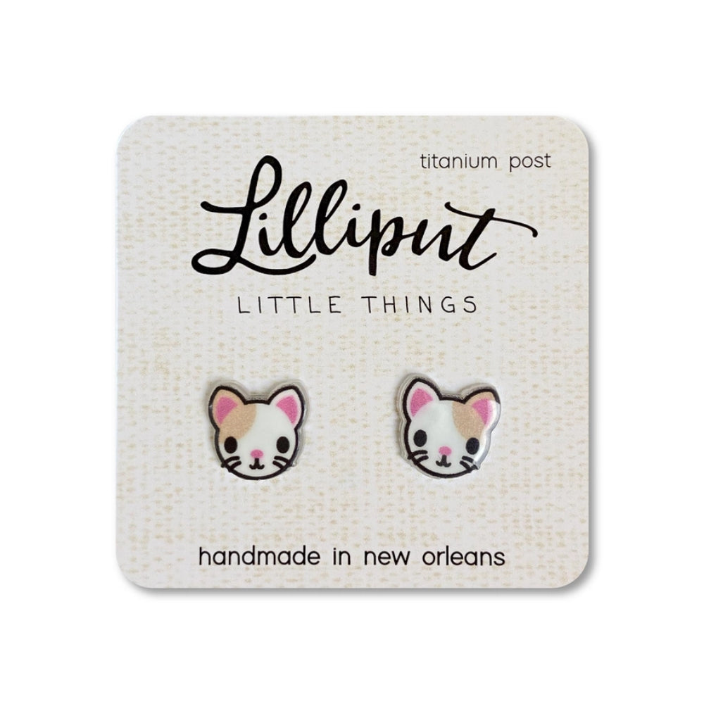 Comfortable Hypoallergenic Lilliput Kitty Cat Earrings with Vibrant Prints