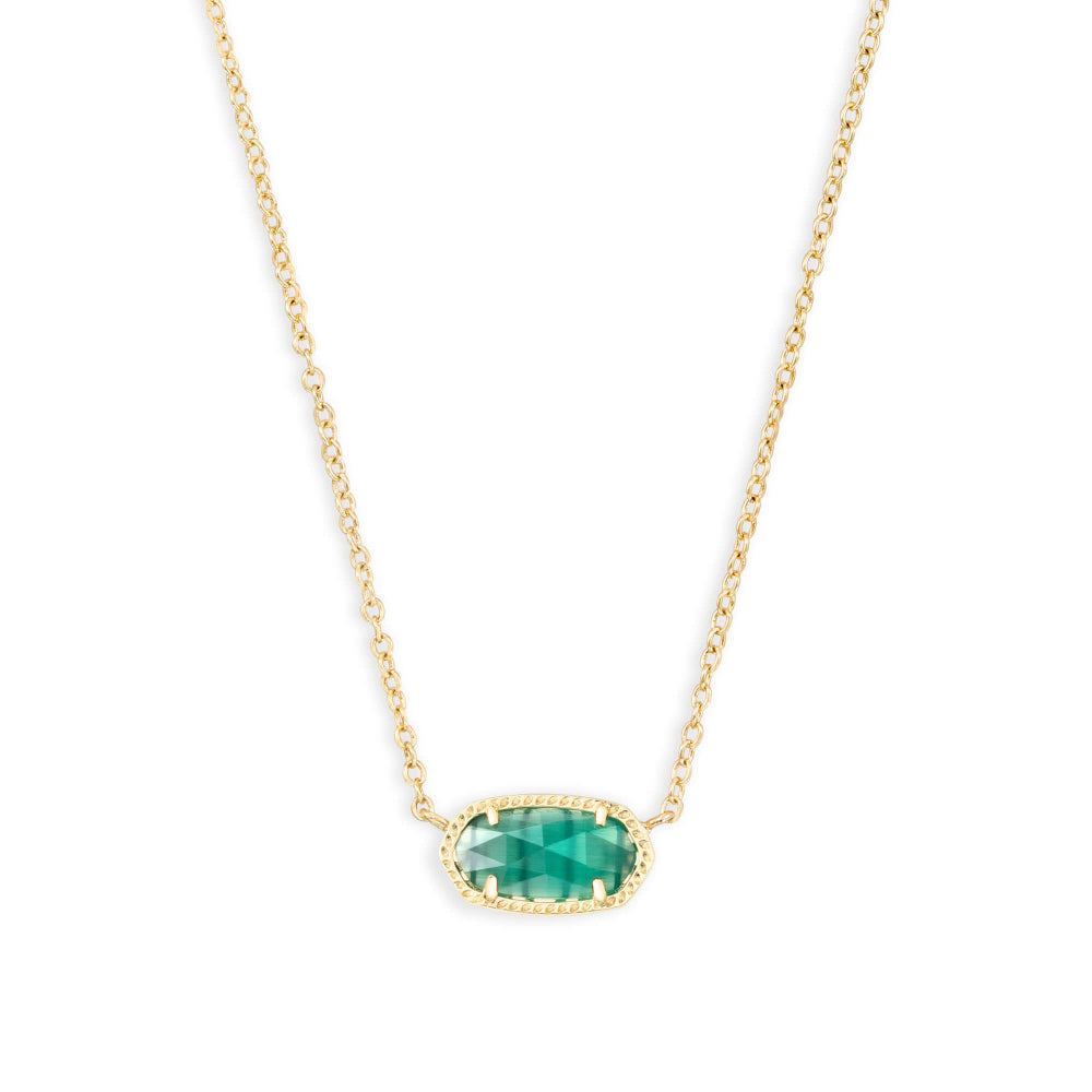 Kendra Scott's Stunning Elisa Emerald Cats Eye Gold Pendant Necklace for Women's Jewelry Collection