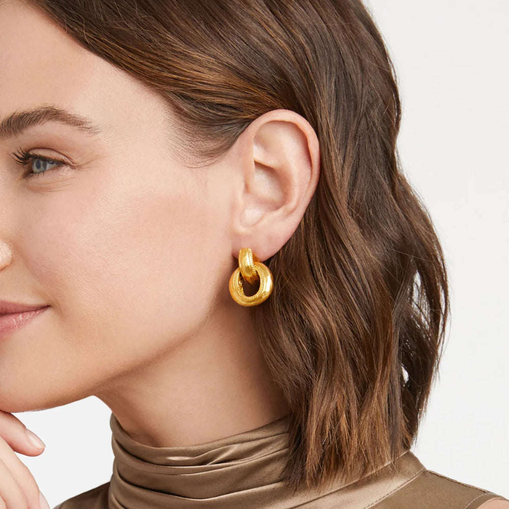Julie Vos 1.3-Inch 24K Gold Plated Cannes Doorknocker Earrings