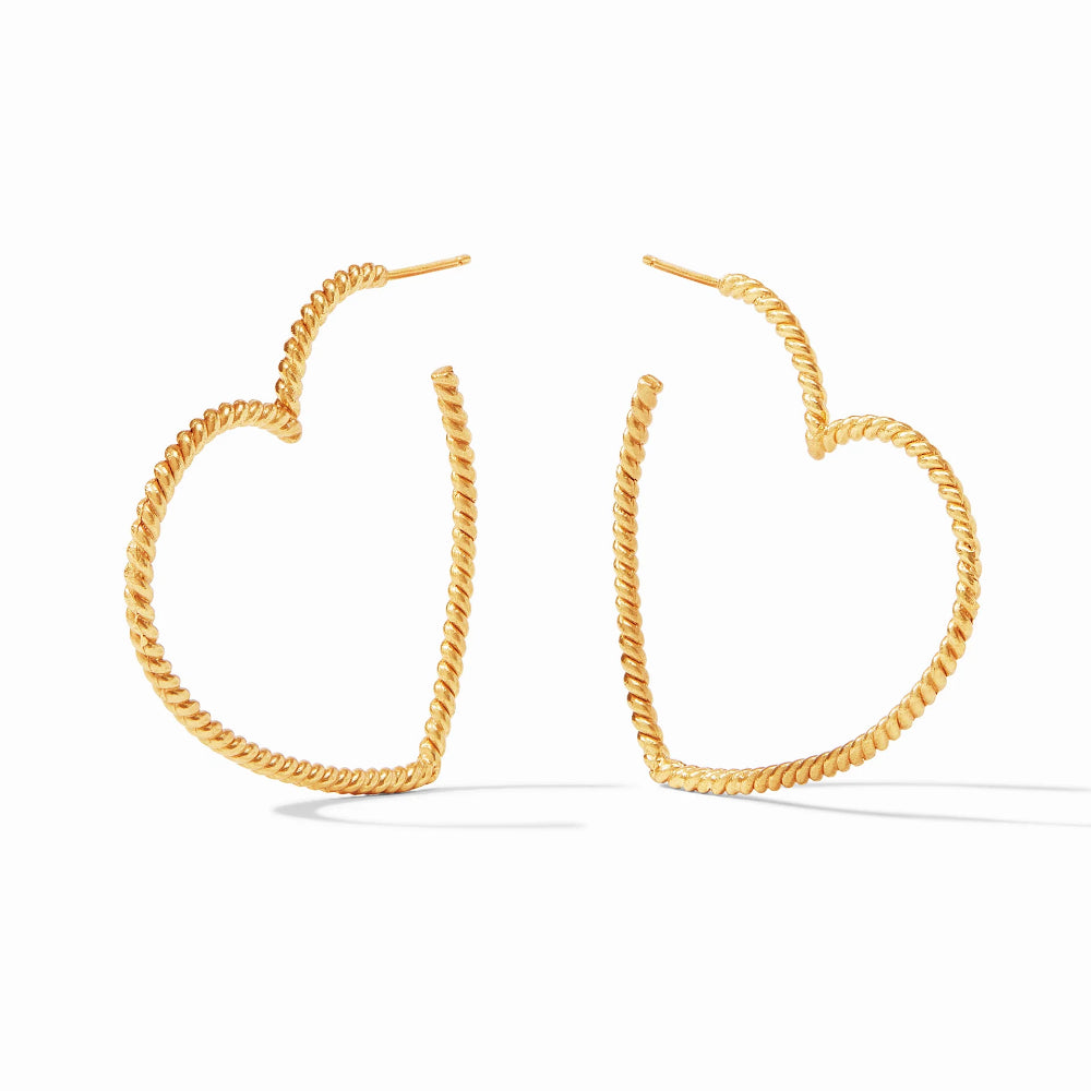 Julie Vos Esme Heart-Shaped Twisted Wire Hoop Earrings in 24K Gold Plate