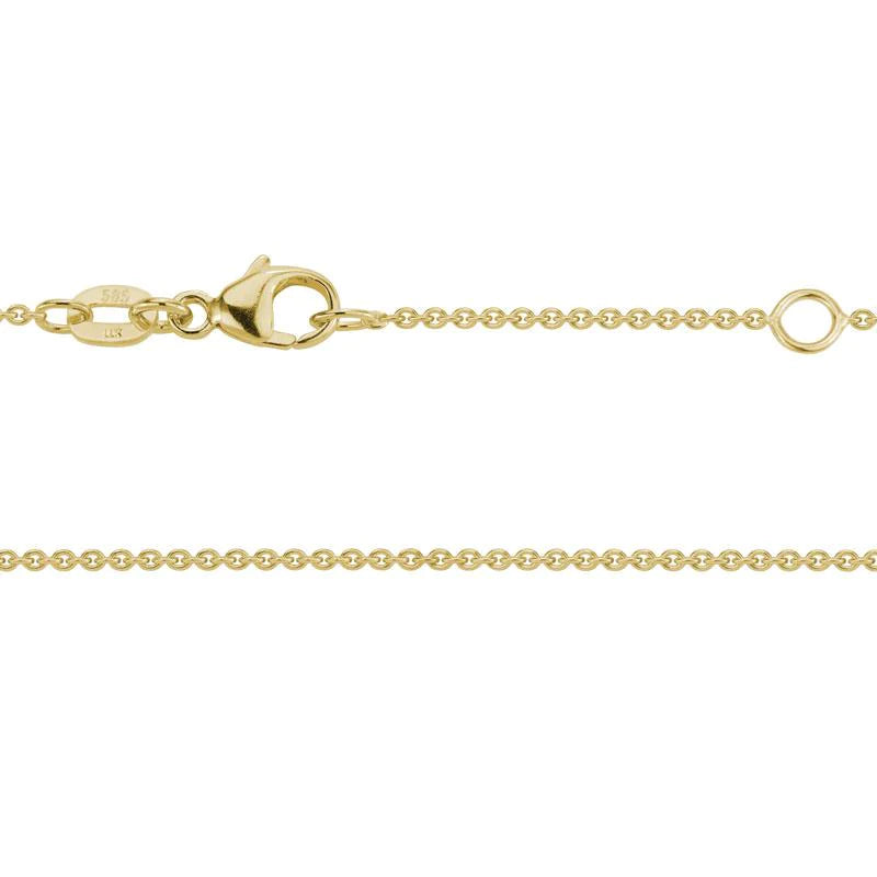 14K Yellow Gold 1.2 Millimeter Adjustable Cable Chain Necklace in Lengths of 16 to 18 Inches