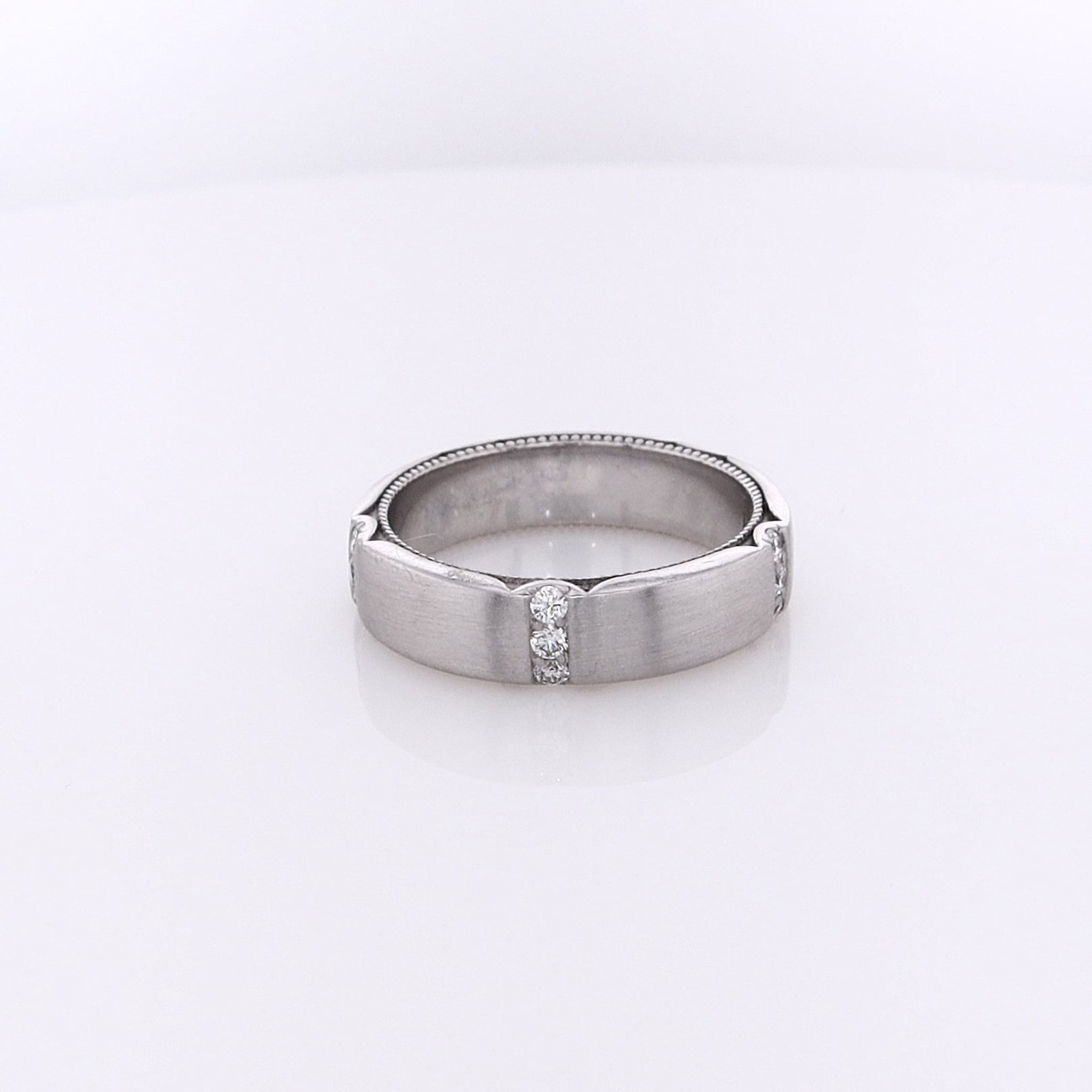 Exquisite Estate Tacori 18 Karat White Gold Diamond Wedding Band with Satin Finish