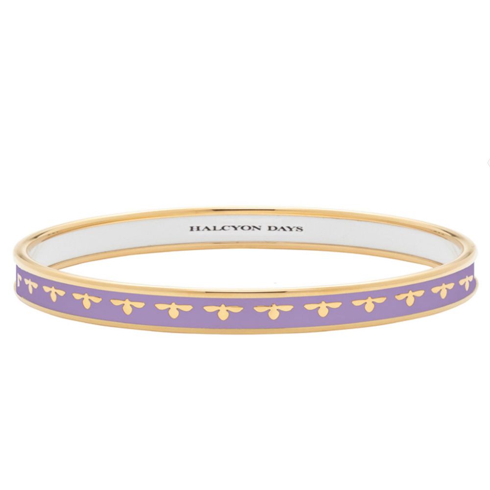 Halcyon Days 6mm Lavender & Gold Enamel Bee-Inspired Handmade Bangle