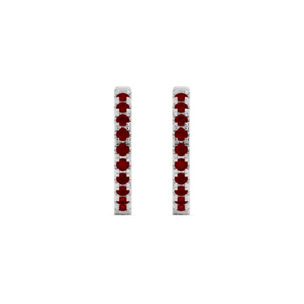 14k White Gold Garnet Gemstone Hoop Earrings by Smyth Jewelers
