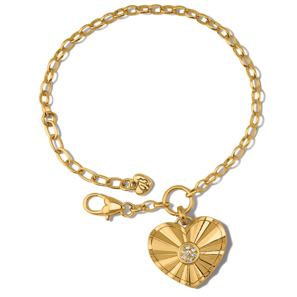 Gorgeous Brighton Esprit Gold Plated Heart Bracelet Adorned with Pave Crystals