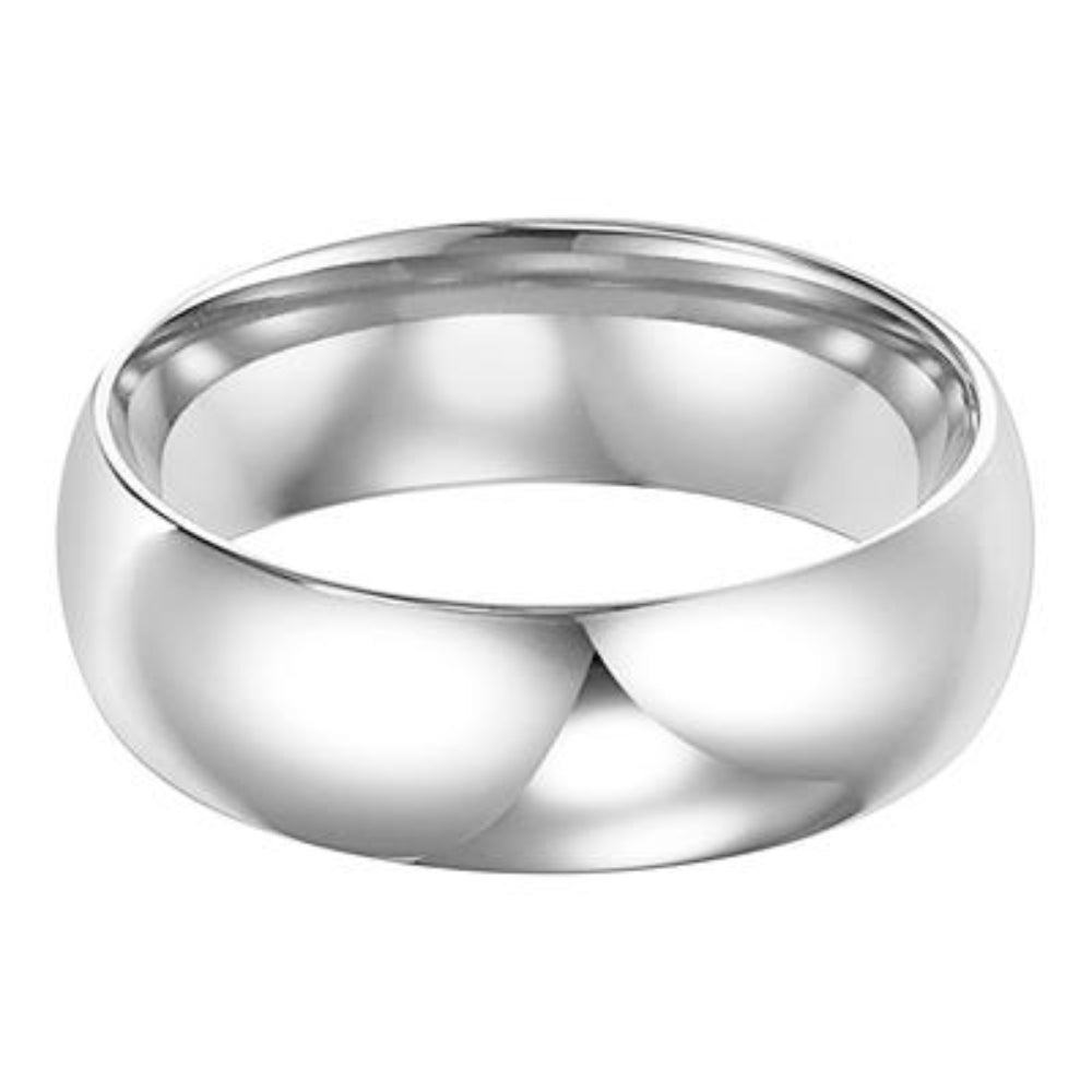 6mm Platinum Comfort Fit Men's Low Dome Plain Wedding Band