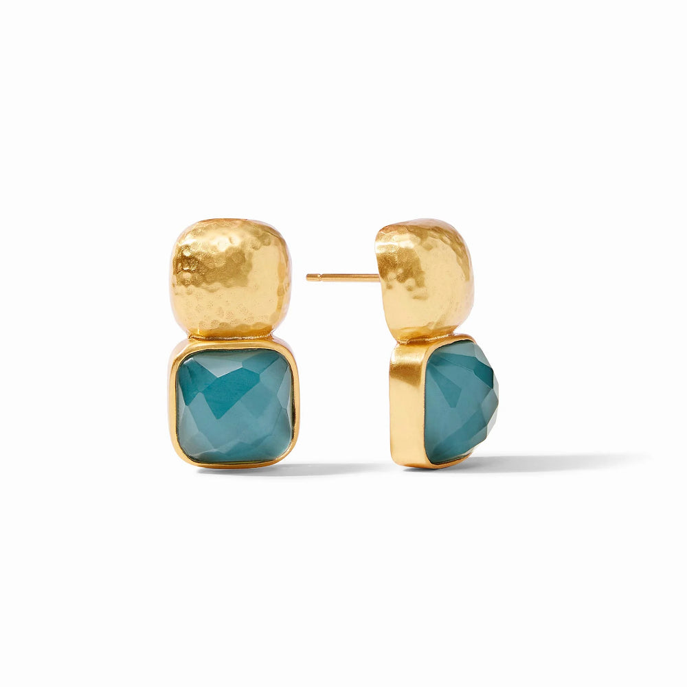 Julie Vos Catalina Stacked Square and Gemstone Earrings with 24k Gold Plate