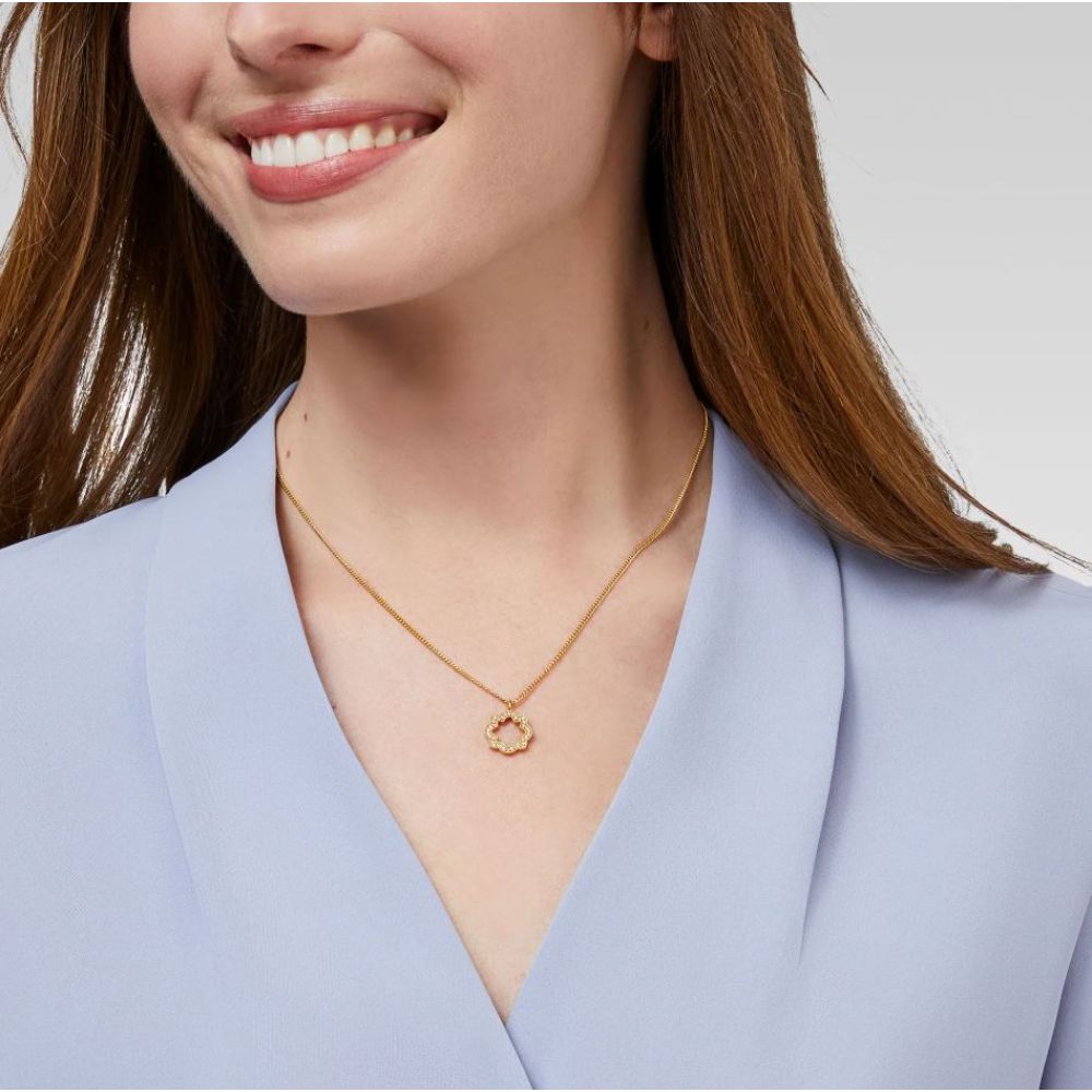 Julie Vos Odette Solitaire Gold-Plated Cubic Zirconia Quatrefoil Necklace for a Sparkling Look