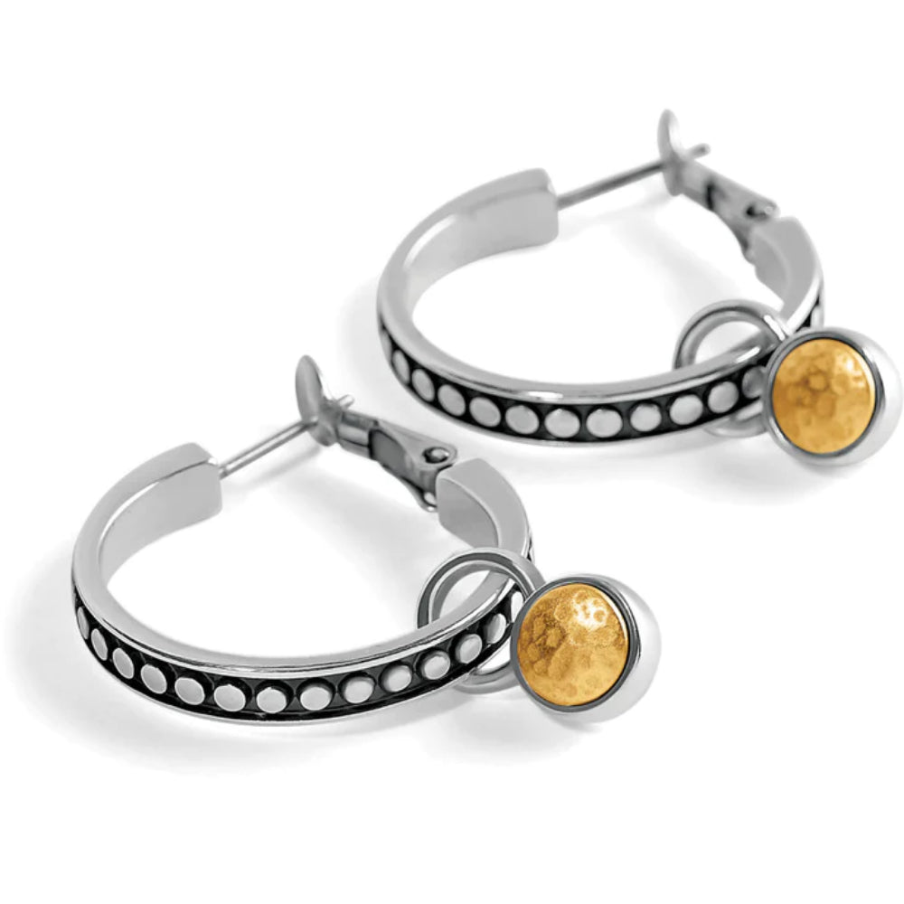 Reversible Brighton Hoop Earrings with Pebble Dot Onyx and Hammered Gold