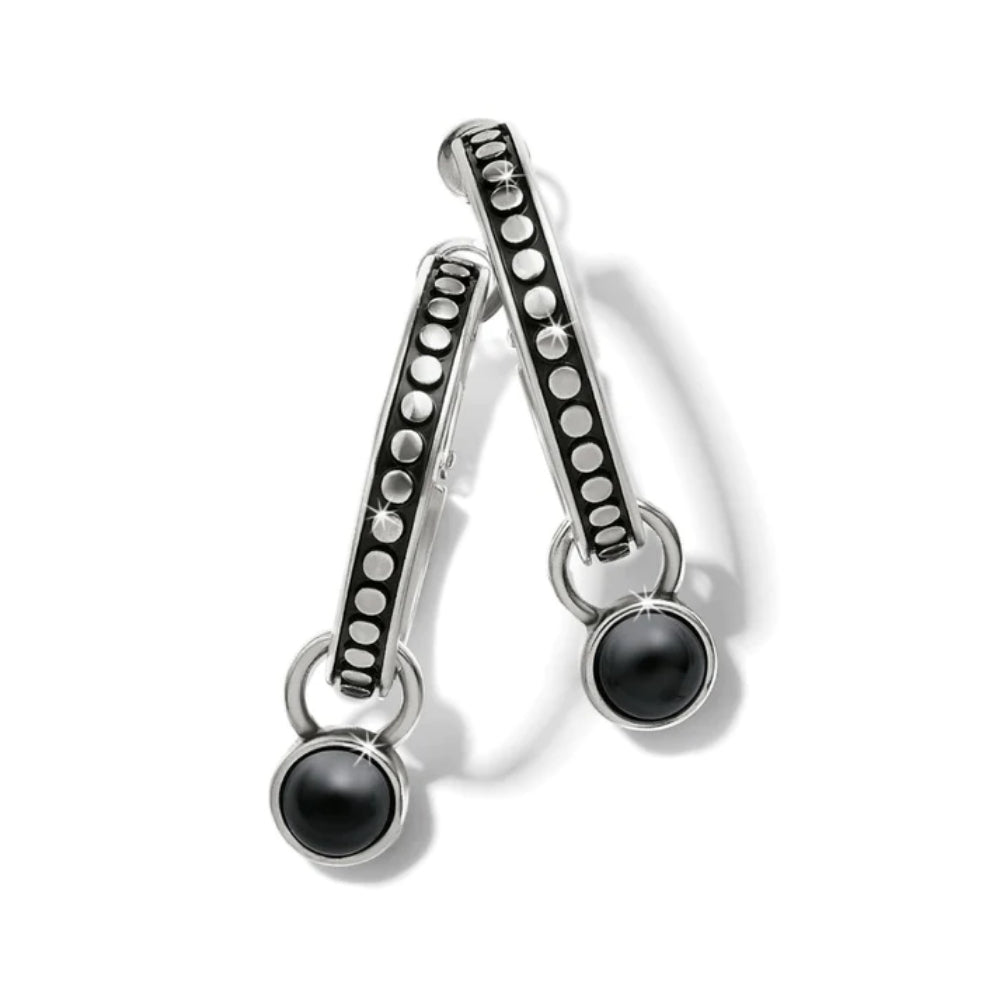 Reversible Brighton Hoop Earrings with Pebble Dot Onyx and Hammered Gold
