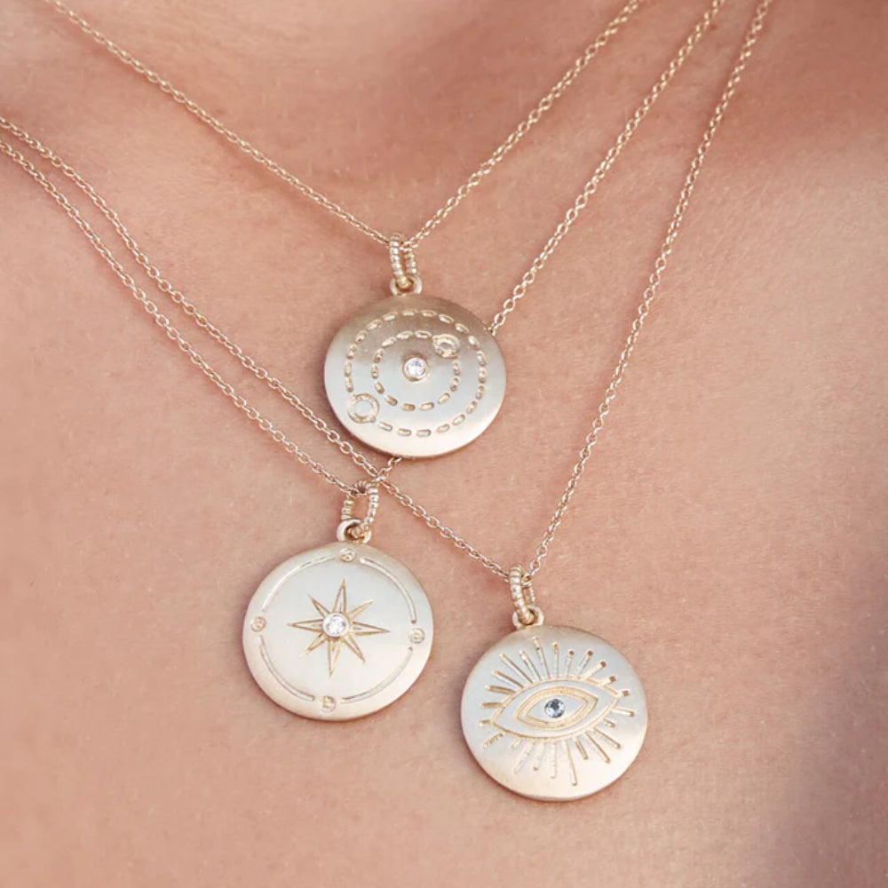 Judith Ripka 14k Gold Little Luxuries Diamond Cosmic Medallion Necklace