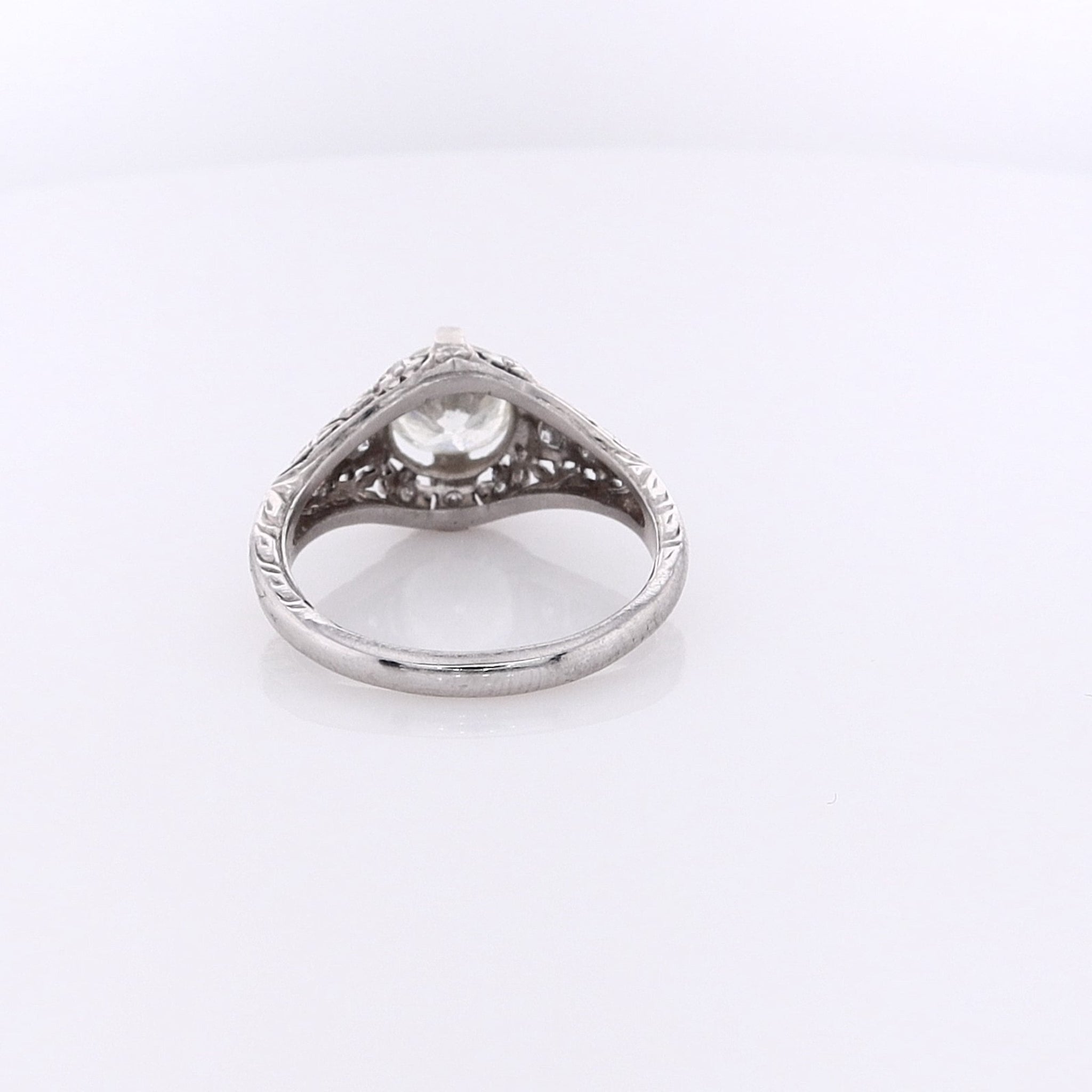 Exquisite Estate Vintage Filagree Platinum Diamond Ring Size 7