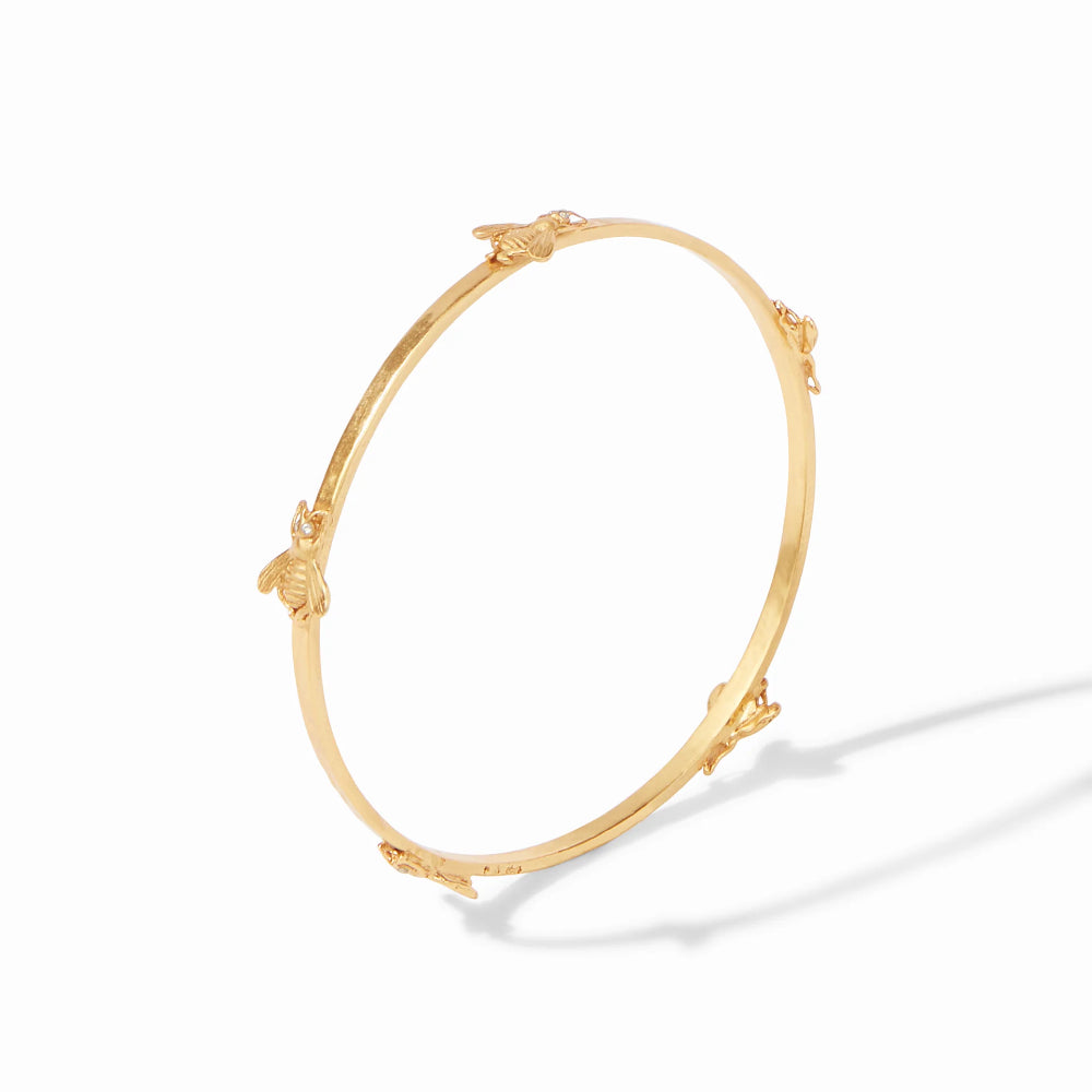 Julie Vos 24K Gold Plated Whimsical Bee Bangle with Sparkling CZ Eyes