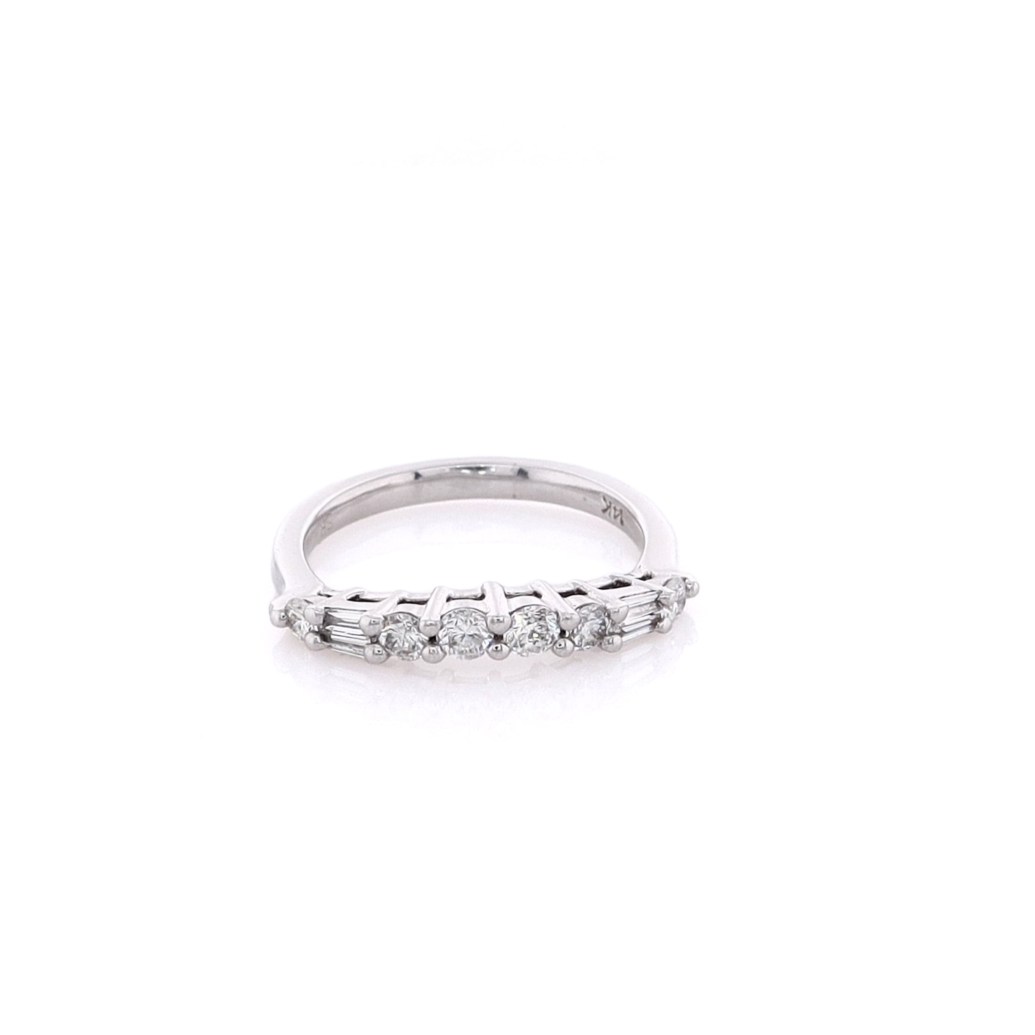 14 Karat White Gold Curved Diamond Band for Wedding