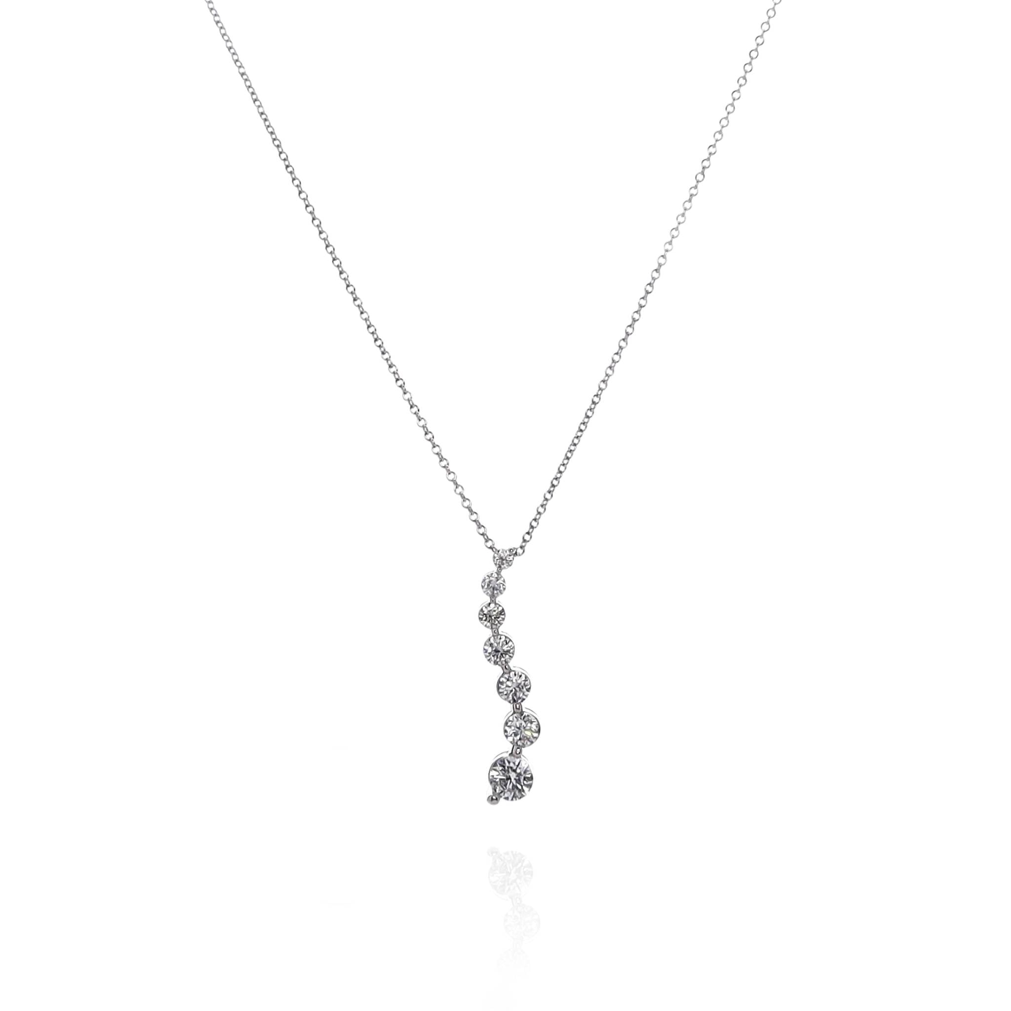14k White Gold Exquisite S-Shaped Diamond Journey Pendant Necklace for Fashion Lovers