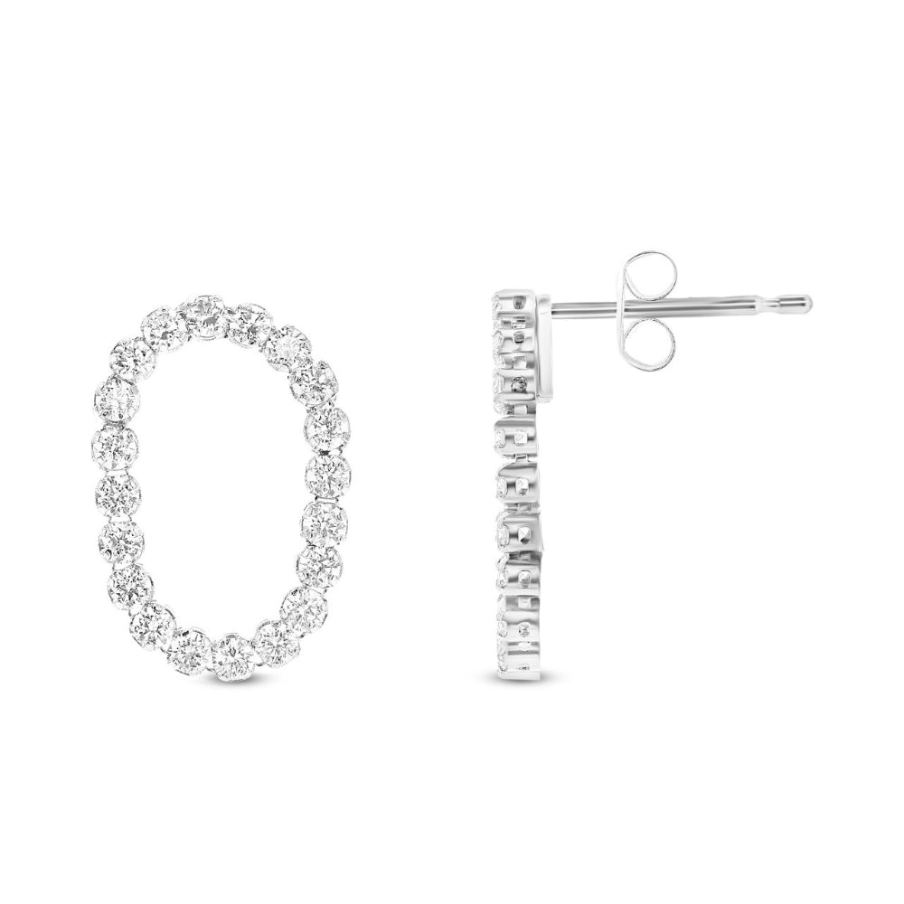 18k White Gold Front - Facing Flexible Earrings with 1 - carat Diamonds
