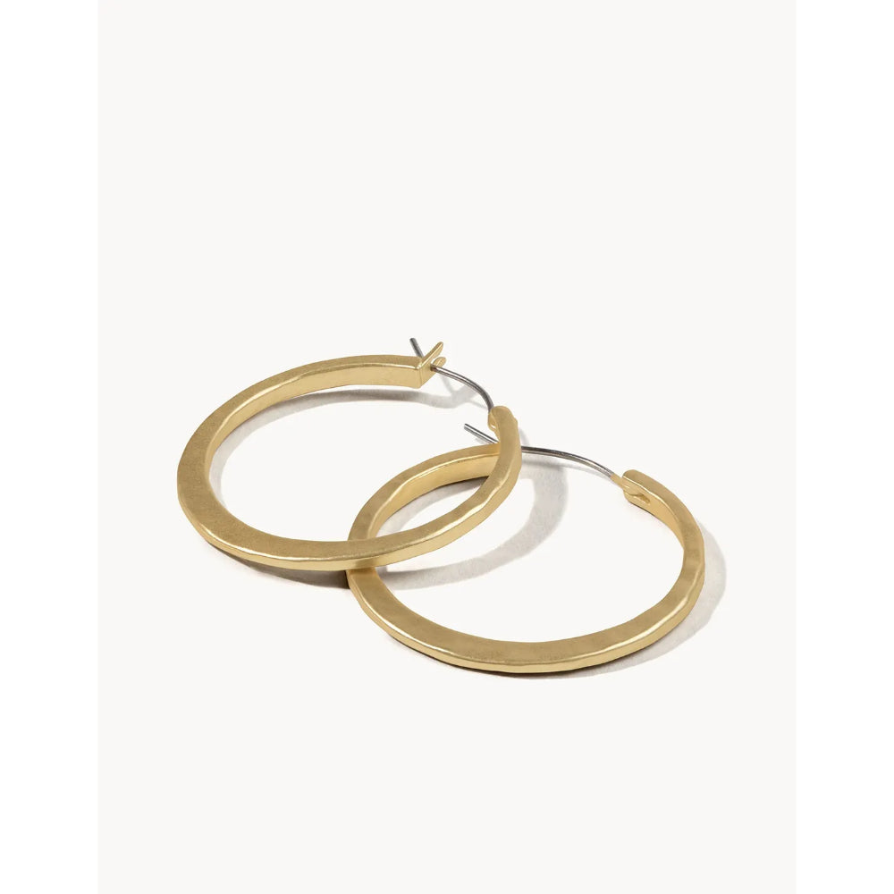 18KT Matte Gold Plated Textured Hoop Earrings by Spartina
