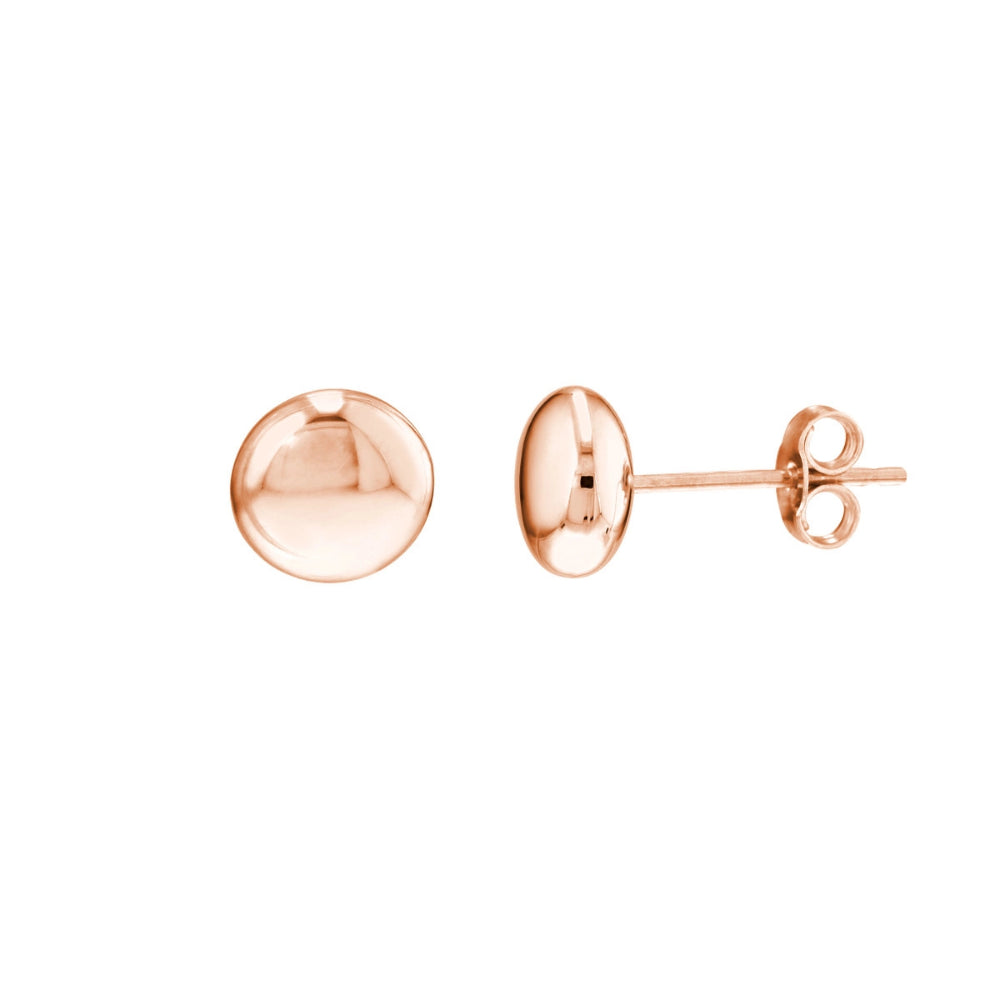 Stylish 14k Gold Flat Round 7mm Pebble Stud Earrings