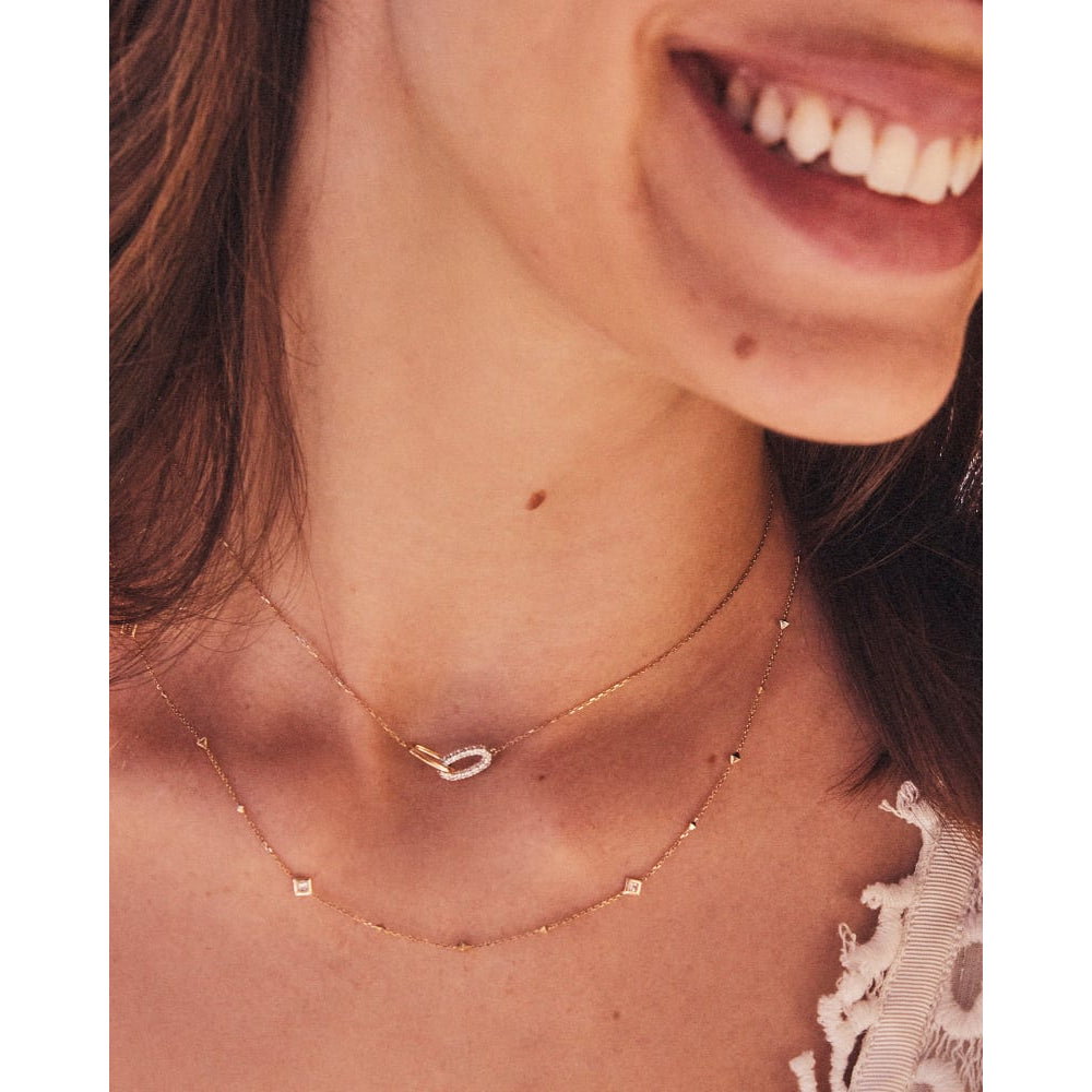 Kendra Scott Elisa 14k White Diamond Interlocking Gold Pendant Necklace