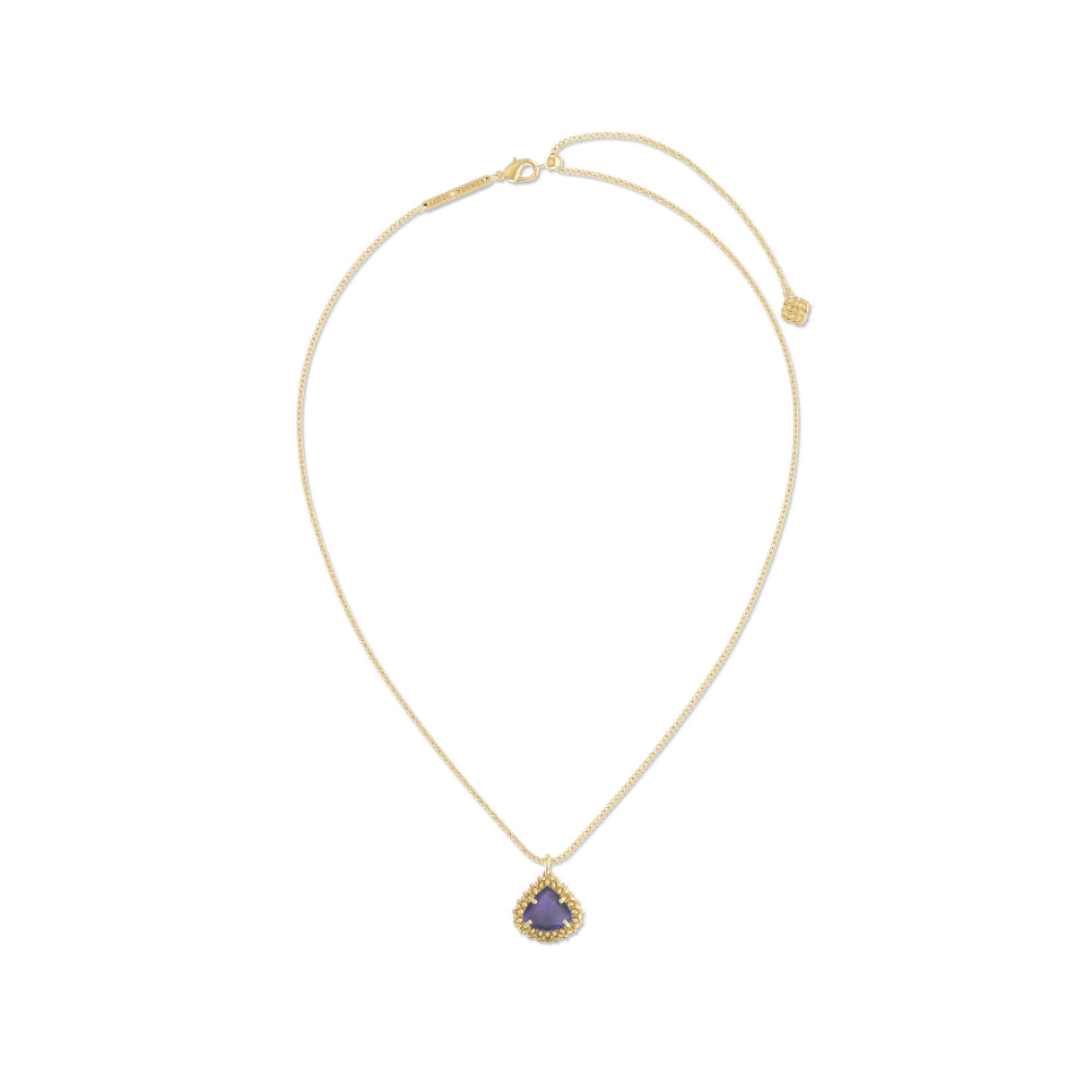 Kendra Scott Gold-Plated Short Pendant Necklace with Framed Kendall Design - A Fashionable Jewelry Piece