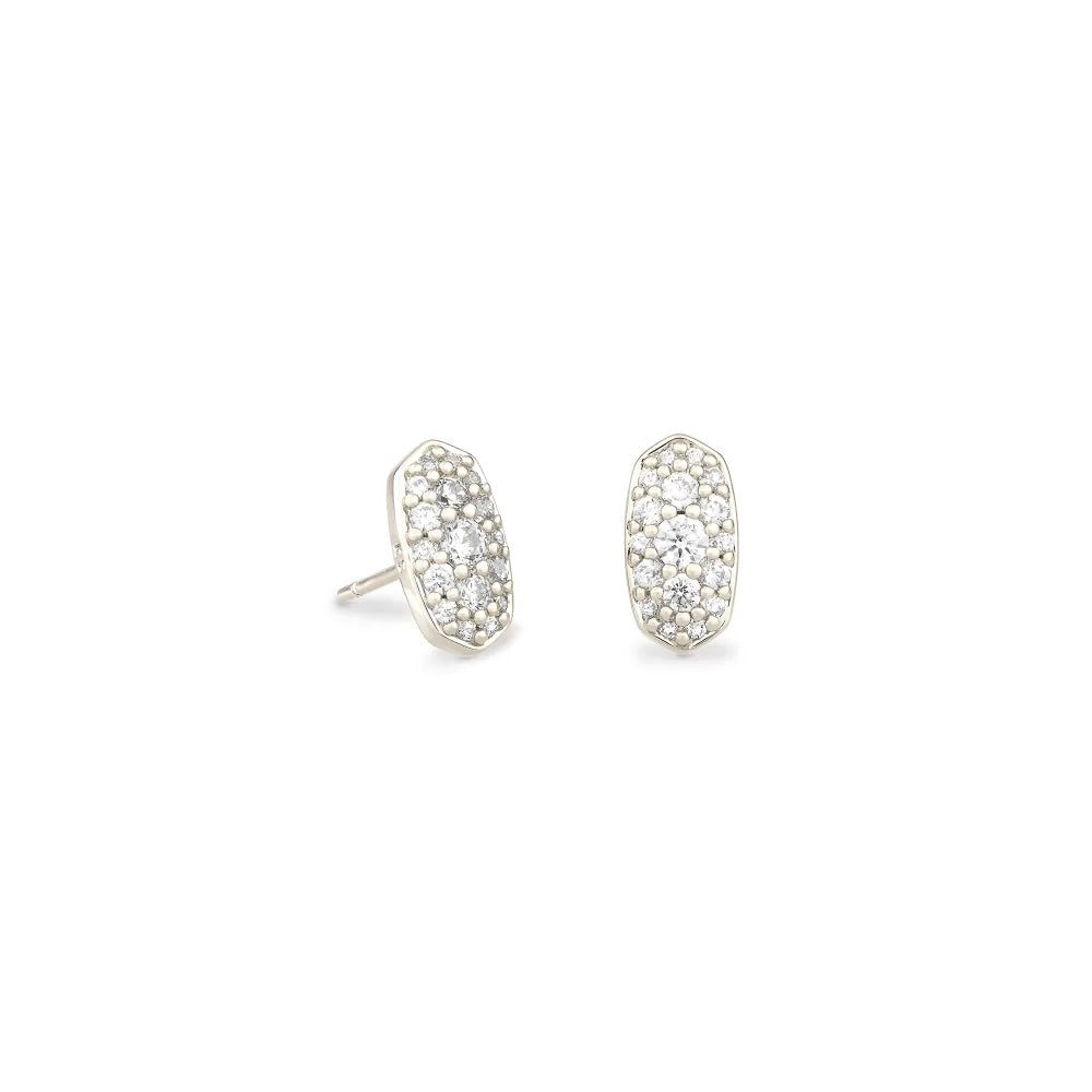 Exquisite Kendra Scott Grayson Stud Earrings Adorned with White Crystal for Women