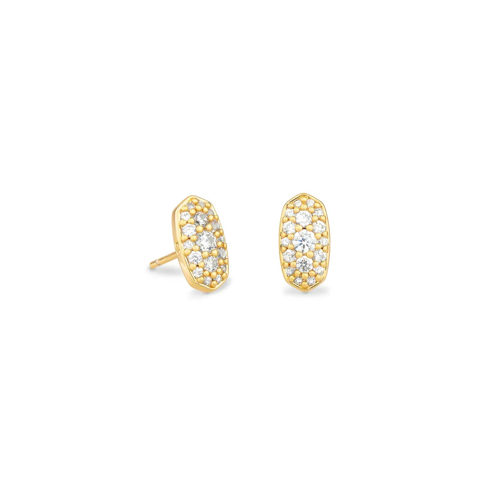Exquisite Kendra Scott Grayson Stud Earrings Adorned with White Crystal for Women