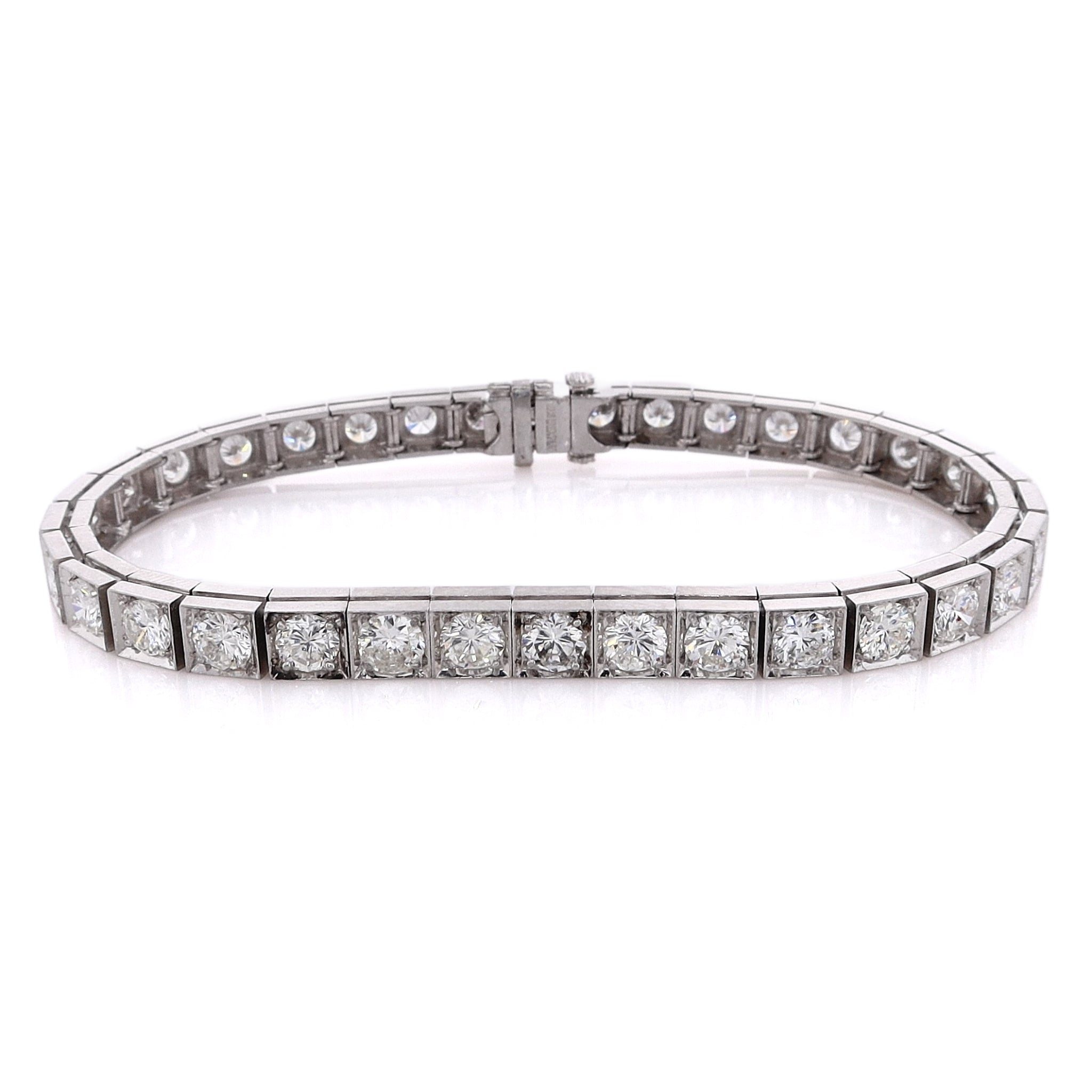 Estate Luxury Platinum Tennis-Style Diamond Block Bracelet for Elegant Wrist Adornment