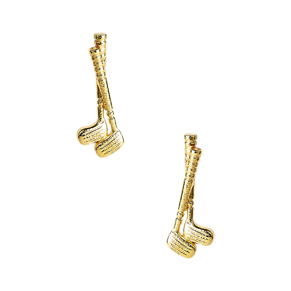 Handmade Gold - Finished Brass Golf Stud Earrings by Lisi Lerch