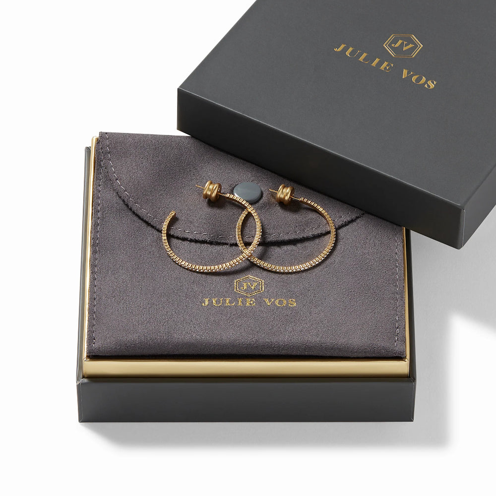 Julie Vos CZ-Encrusted Windsor Style Hoop Earrings
