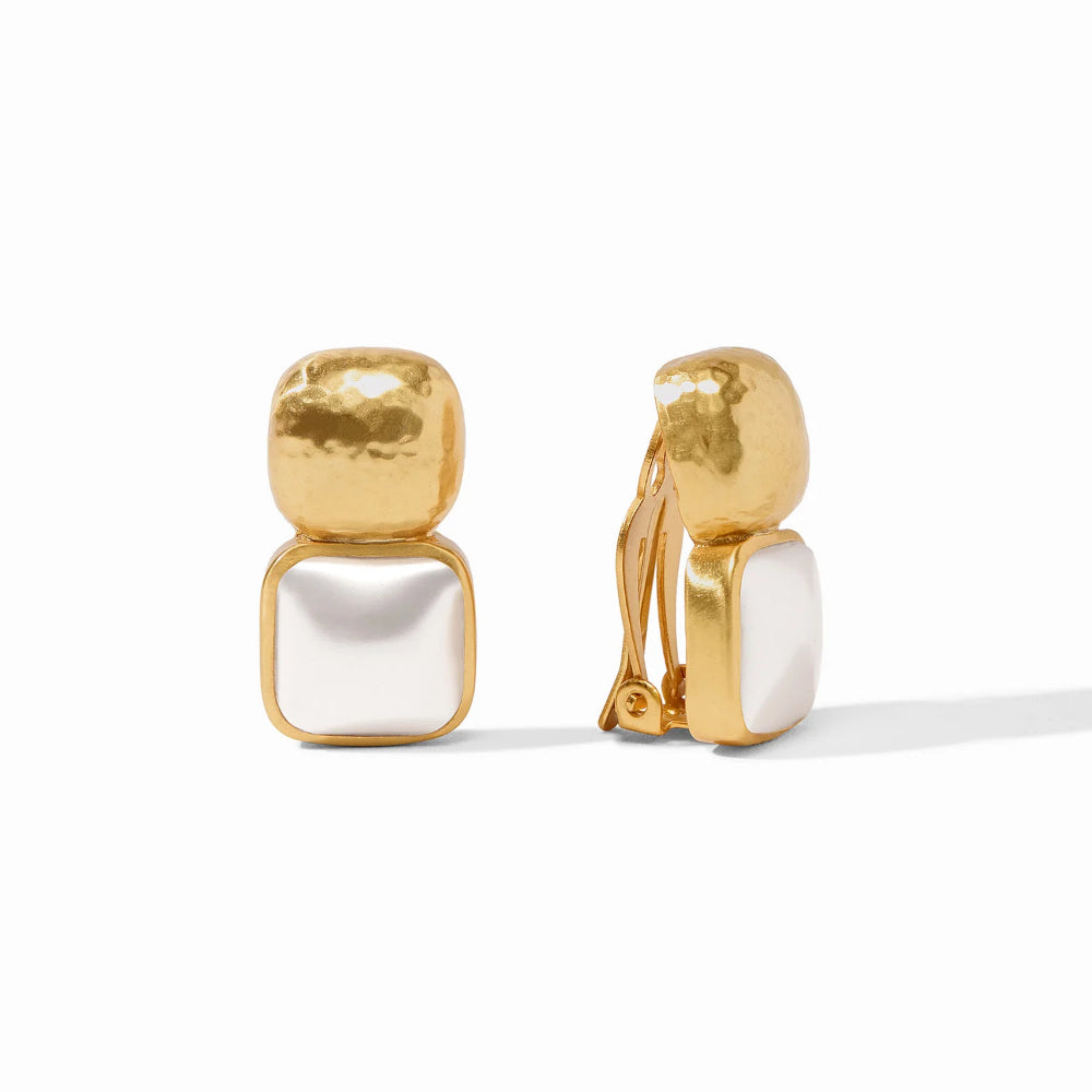 Julie Vos Catalina Clip - On Fashion Earrings with a Unique Gemstone Design