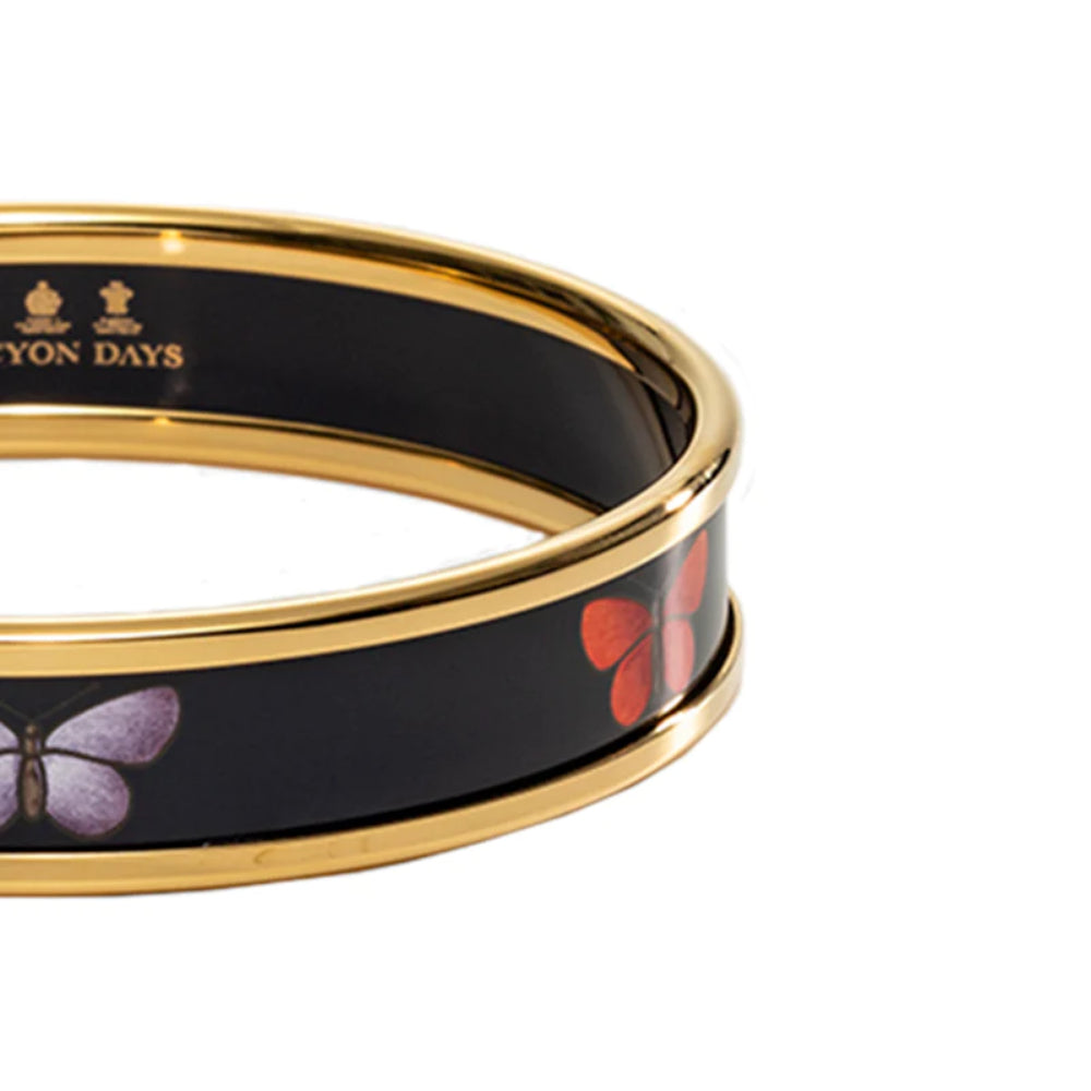 Halcyon Days Navy & Gold 1cm Handmade Enamel Butterfly Bangle