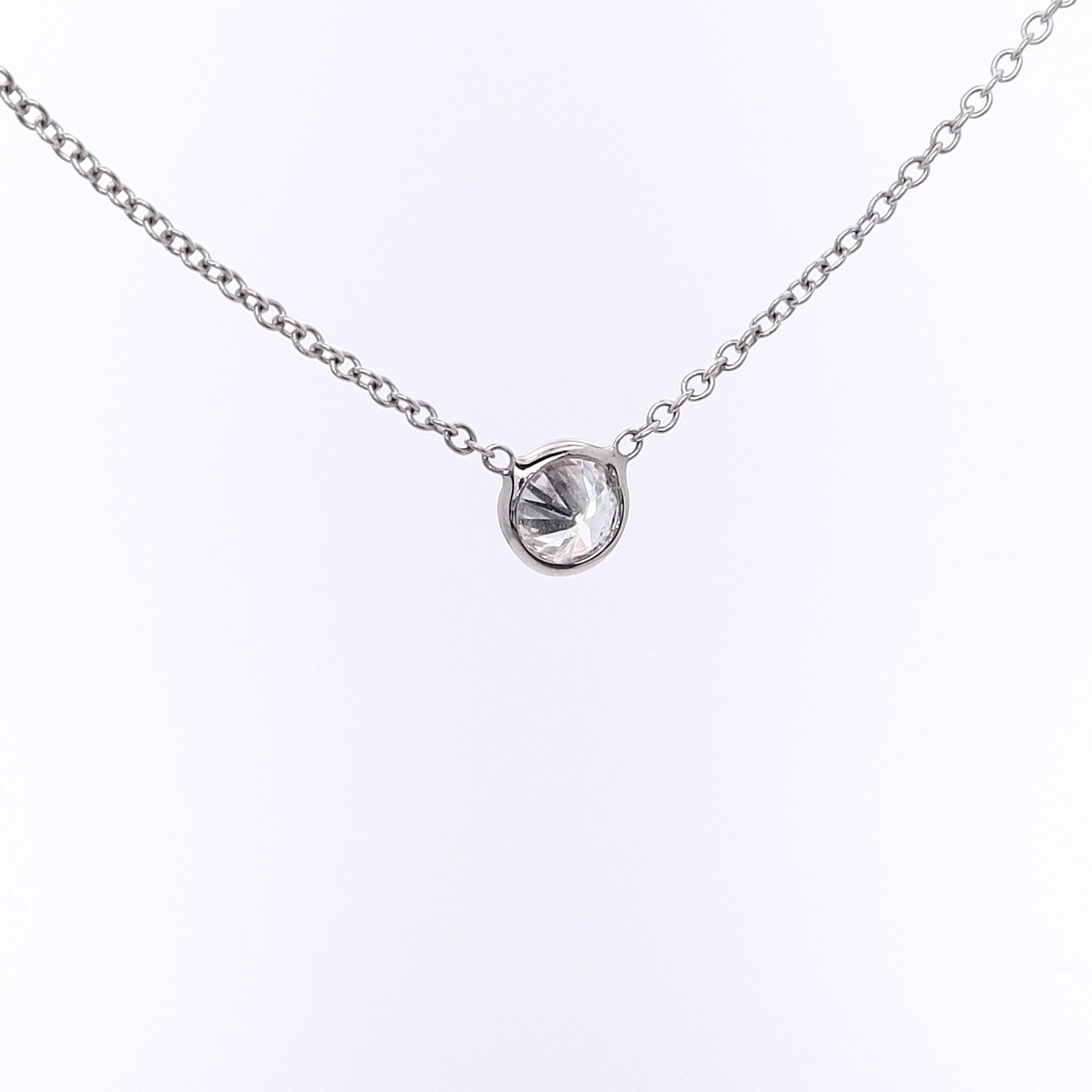 14 Karat White Gold Brilliant Round Diamond Solitaire Pendant Necklace with 18' Chain