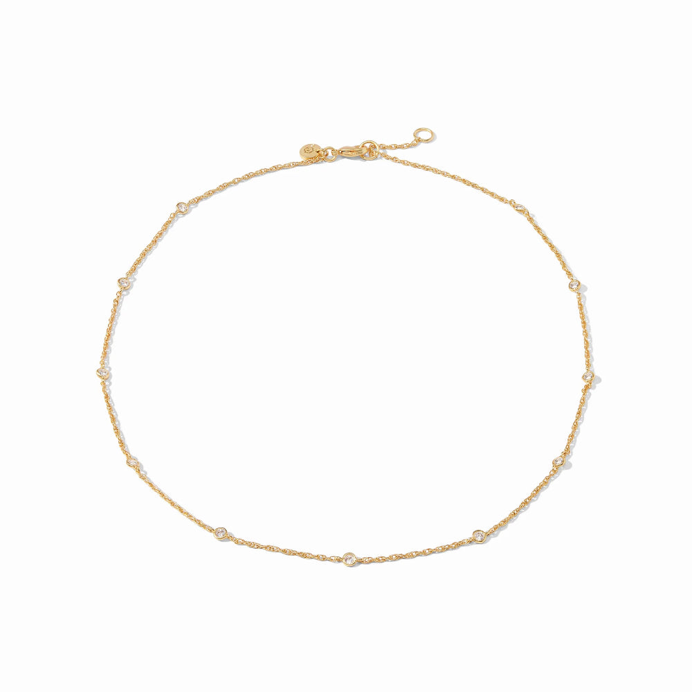 Julie Vos Celeste Golden Cubic Zirconia Delicate Adjustable Station Necklace