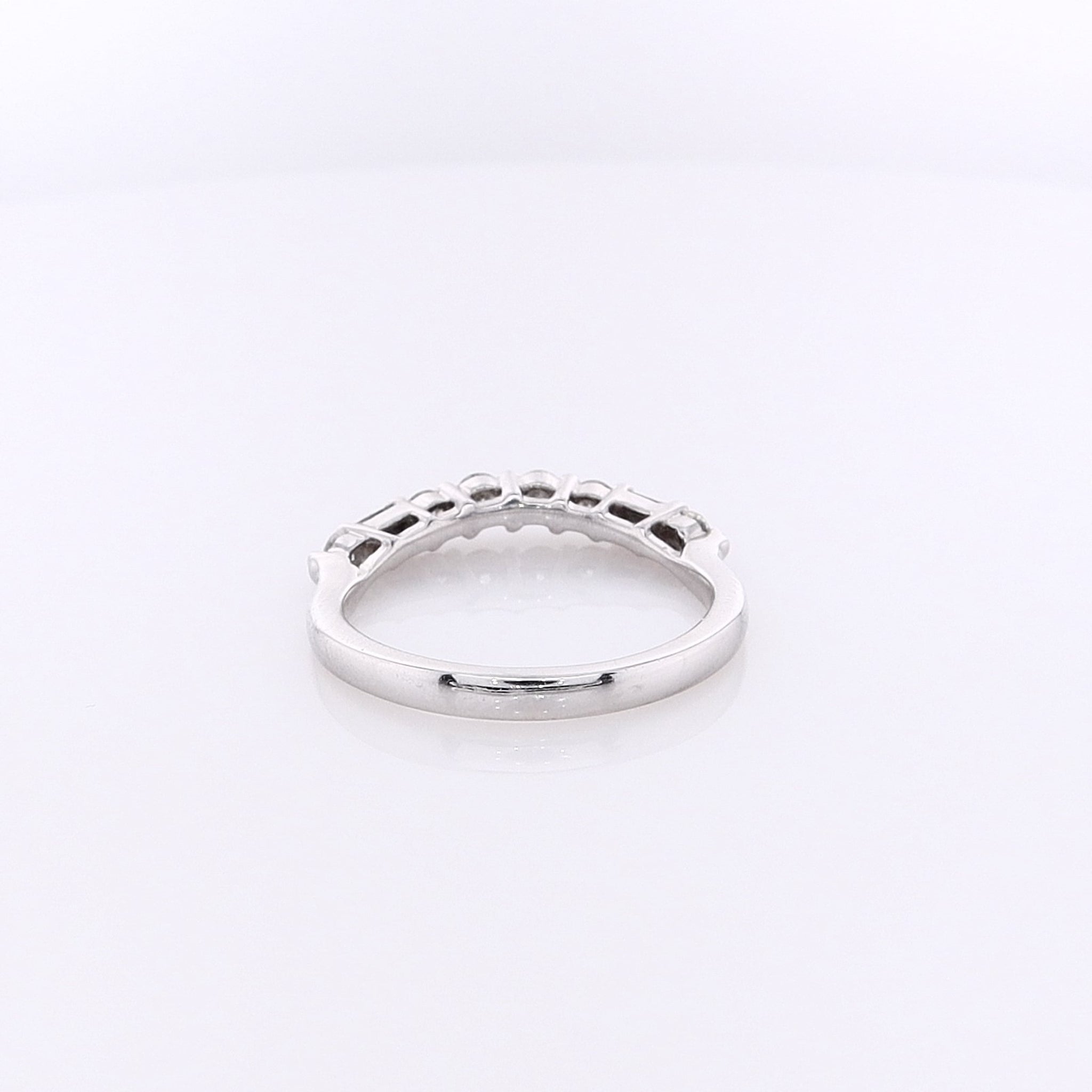 14 Karat White Gold Curved Diamond Band for Wedding