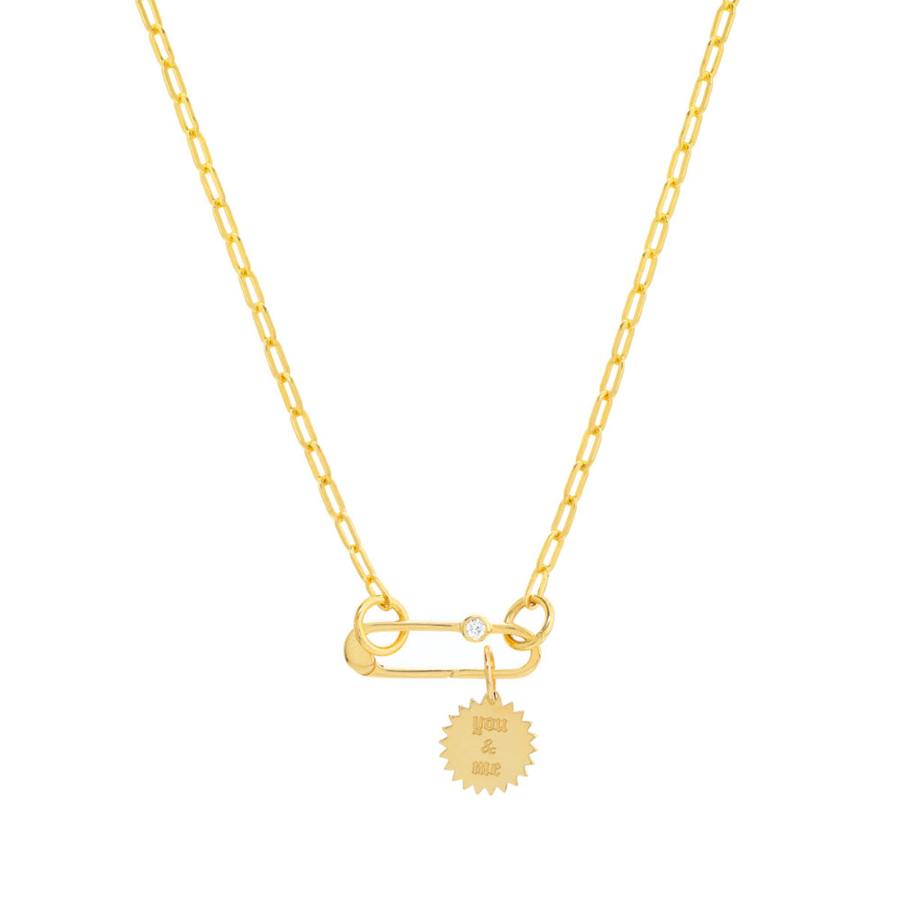 14k Gold 1/20tcw Diamond Push Lock Clasp (Chains Sold Separately)