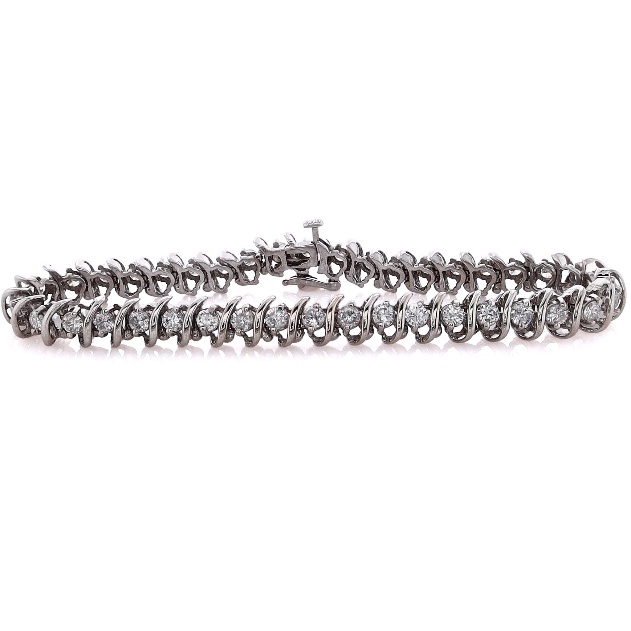 Exquisite 14K White Gold S-Link Diamond Bracelet with 4.00ct Diamonds