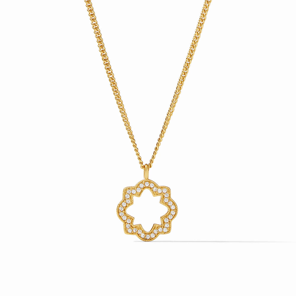 Julie Vos Odette Solitaire Gold-Plated Cubic Zirconia Quatrefoil Necklace for a Sparkling Look