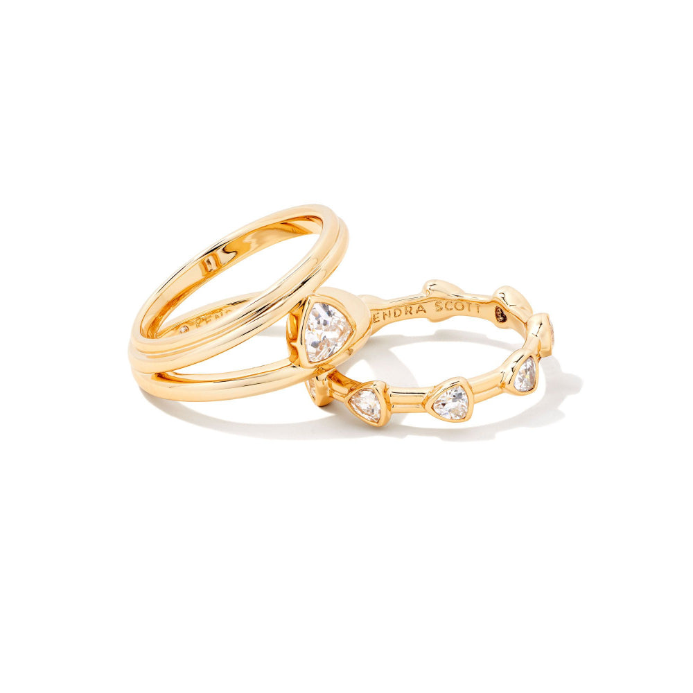 Kendra Scott White Crystal Arden Triple Ring Stacking Set