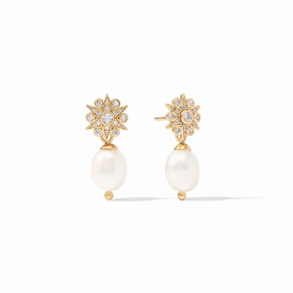 Julie Vos Celeste Sparkling Demi Pearl Drop Earrings for Elegant Black - Tie Events